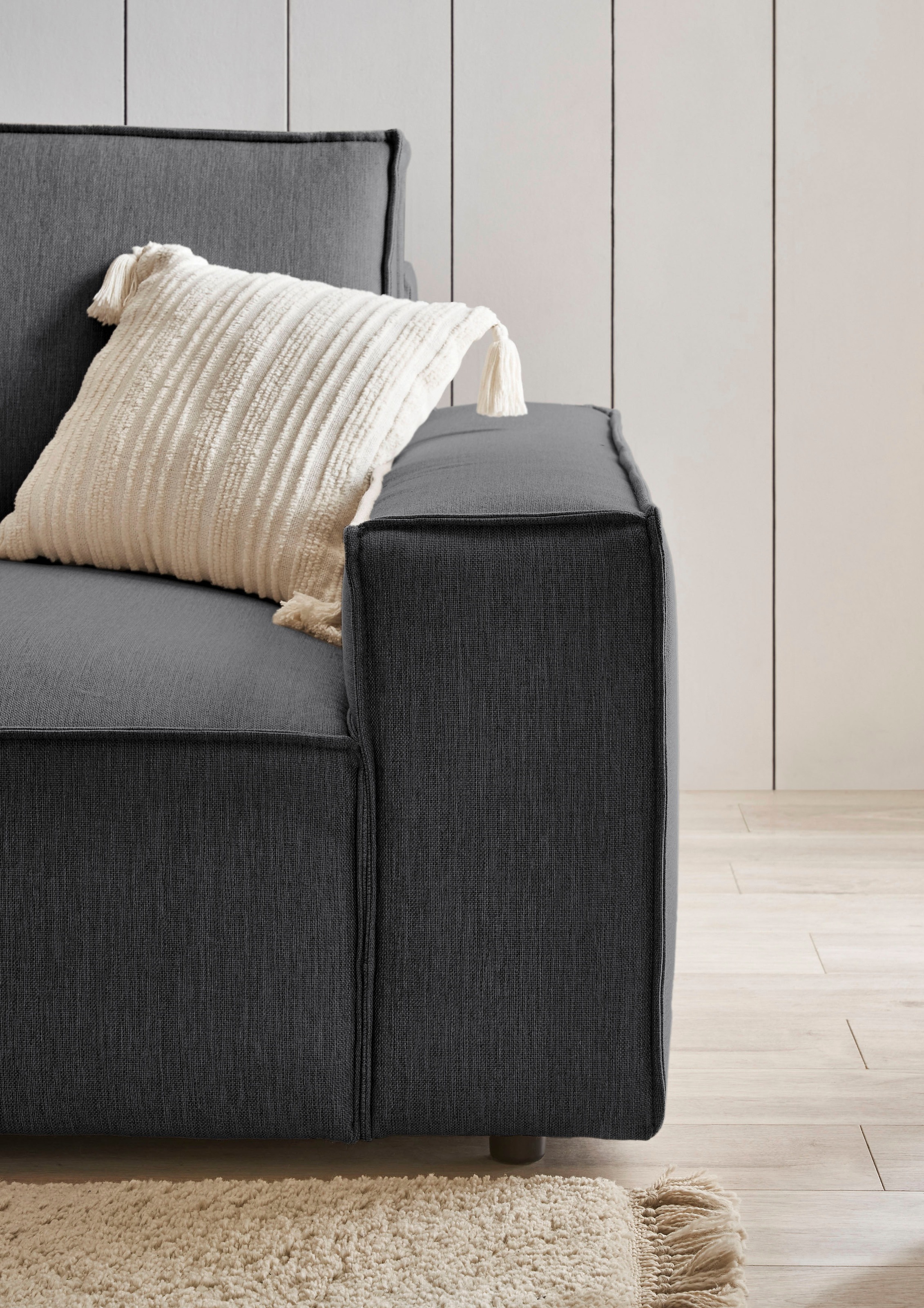 Home affaire Polsterecke »NEU: SHERWOOD XXL tief, L-Form mit Schlaffunktion, Big-Sofa mit Hocker«, (Set, 2 St.), stellbar zum Schlafsofa (Krokodilverbinder), Cord, Leinenoptik