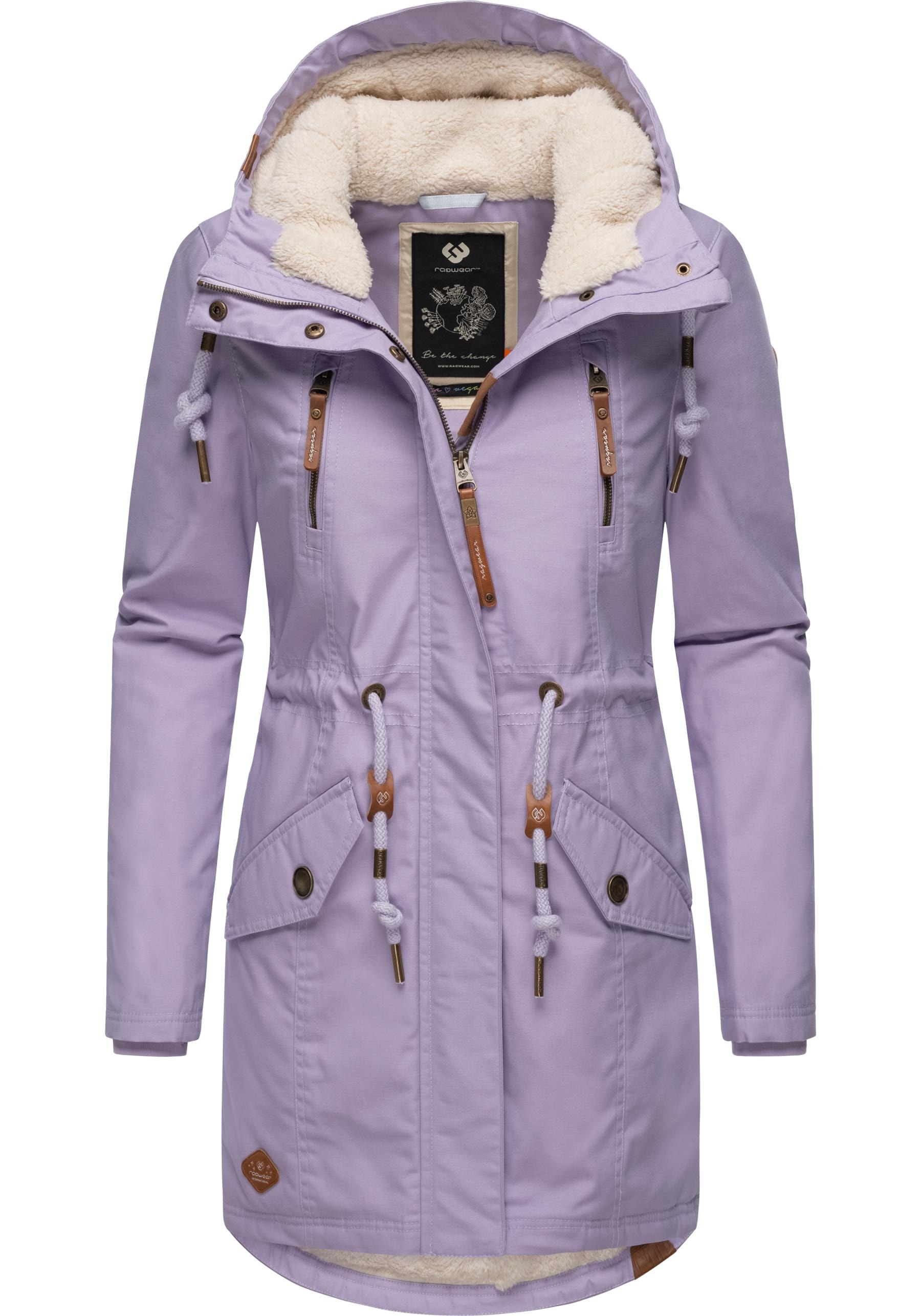 Ragwear Wintermantel "Elsie", stylischer Winterparka mit Kapuze und Teddyfleece