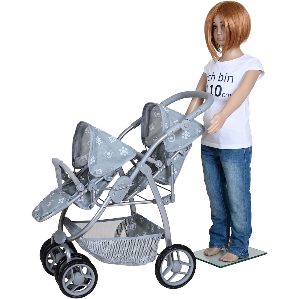 Knorrtoys® Puppen-Zwillingsbuggy »Milo - Royal Grey«