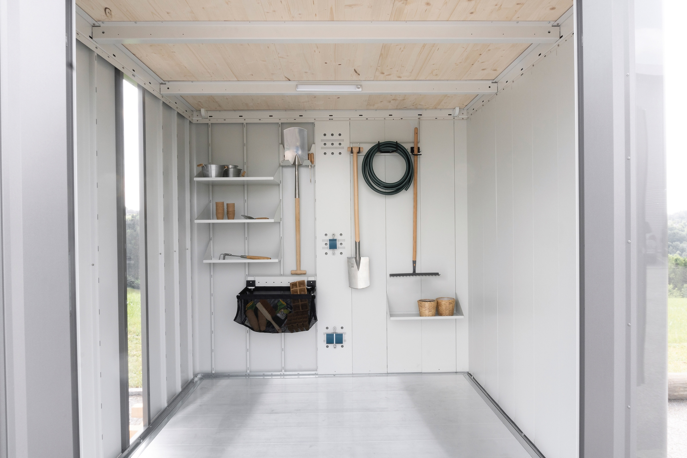 Biohort Gerätehaus »NEO Gr. 2D, verschiedene Farben«, stylisches Gartenhaus mit Flachdach
