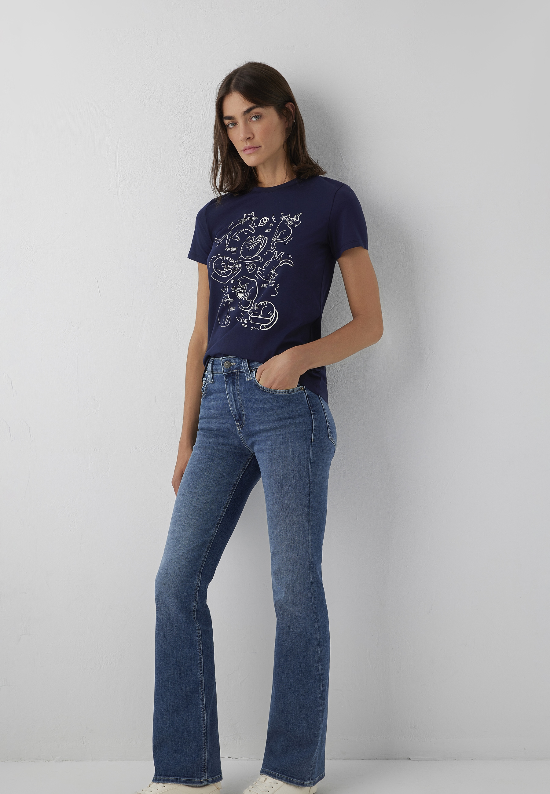 Mavi T-Shirt "CAT PRINTED TSHIRT" Katzen T-Shirt