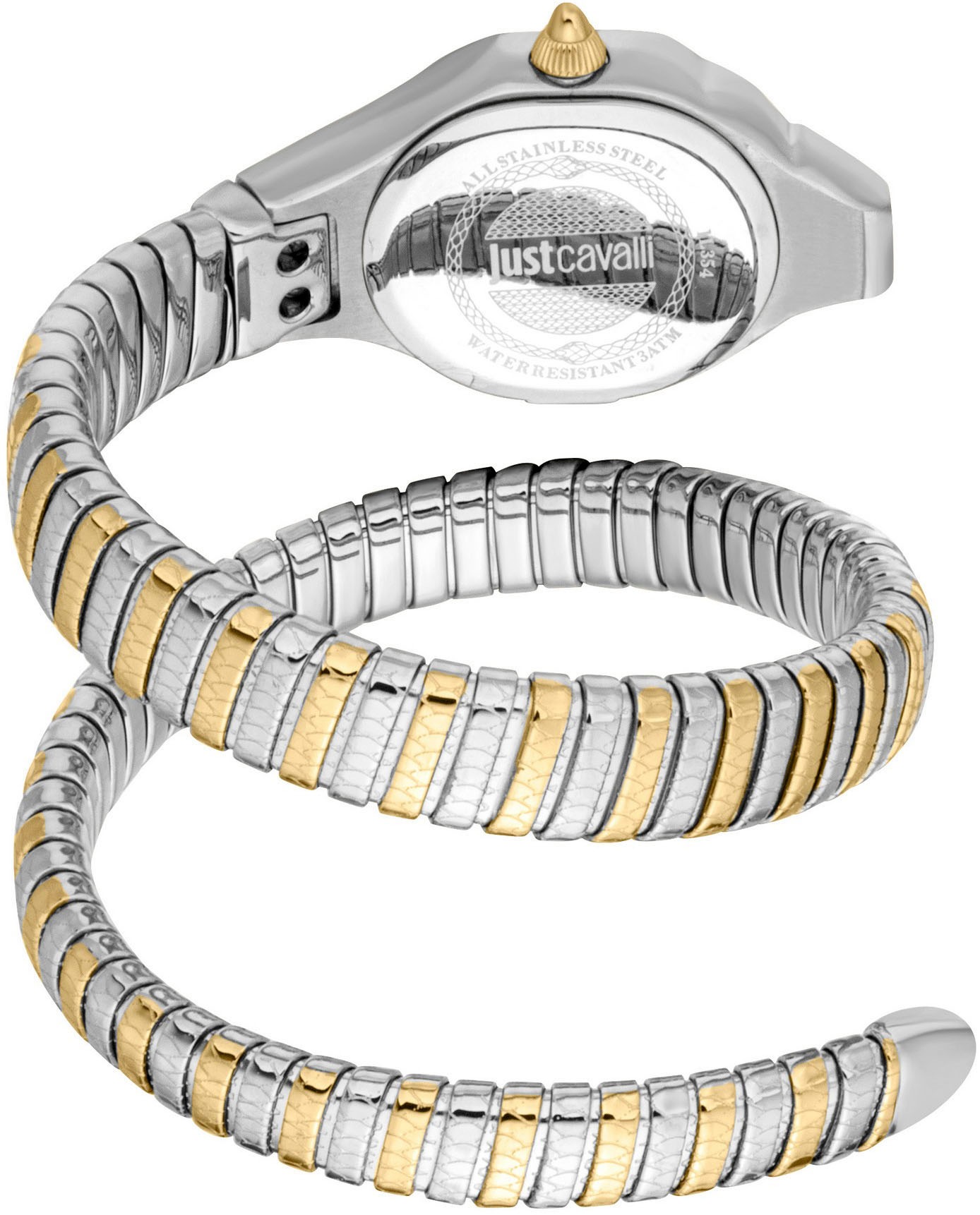 Just Cavalli Time Quarzuhr »Signature Snake«, Armbanduhr, Damenuhr, Edelstahlarmband, analog, Kristallsteine
