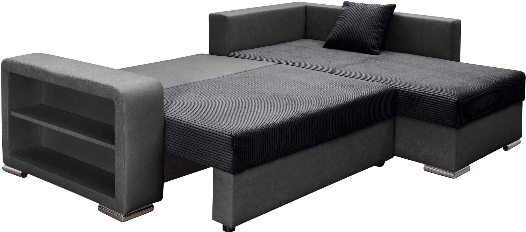 COLLECTION AB Ecksofa »John L-Form«, Regalarmlehne,Bettfunktion,Bettkasten,Ottomane beiseitig montierbar
