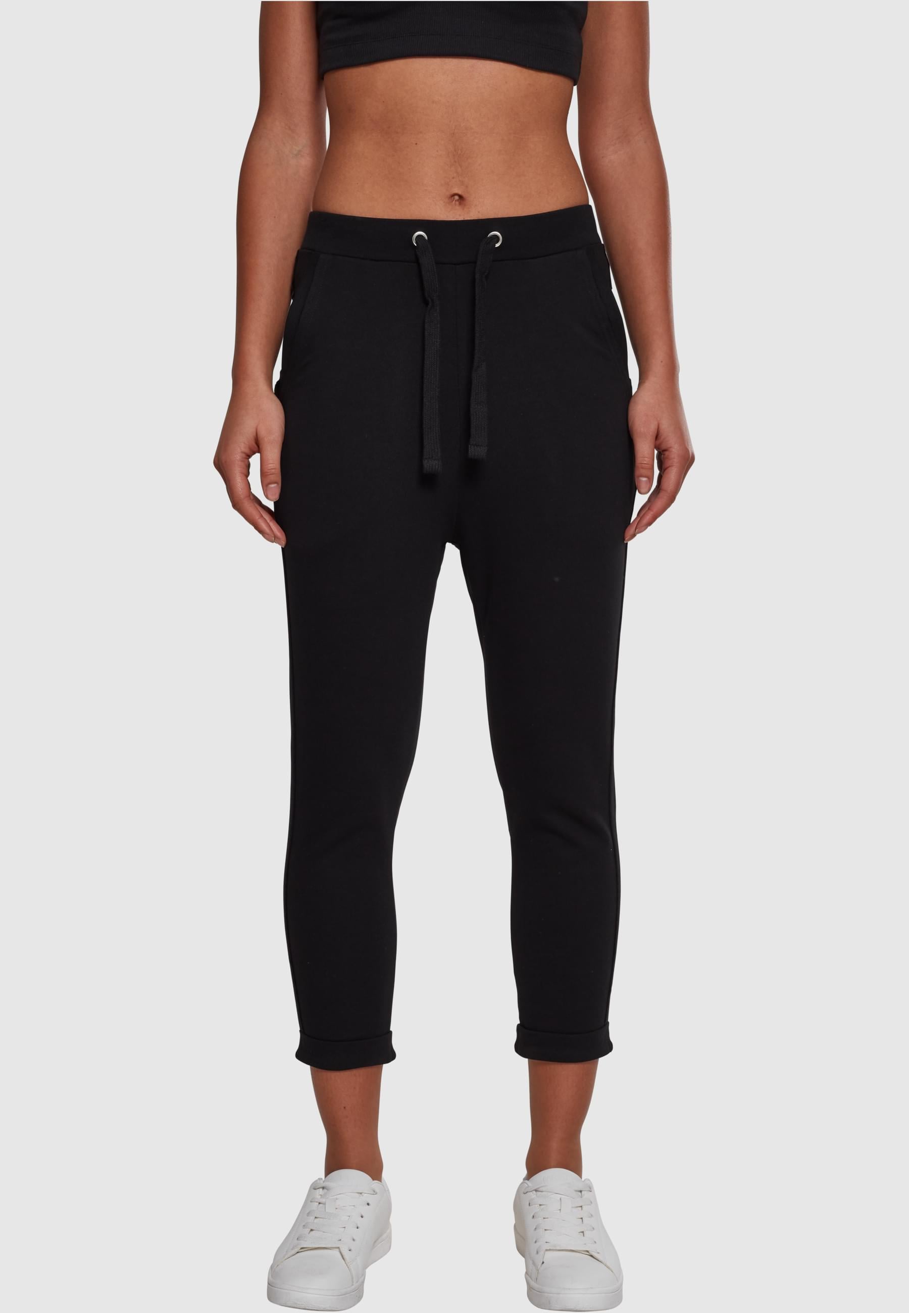 URBAN CLASSICS Stoffhose »Urban Classics Damen Ladies Open Edge Terry Turn Up Pants«, (1 tlg.)