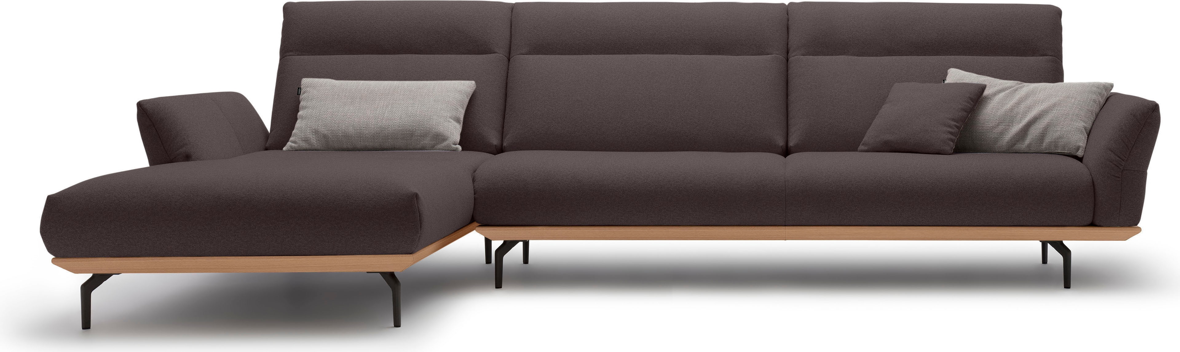 Creation BY ROLF BENZ Ecksofa "CR.460, Design-Sofa der Extraklasse, verstellbare Rückenlehne, L-Form" Sockel in Eiche, Winkelfüße in Umbragrau, Breite 338 cm