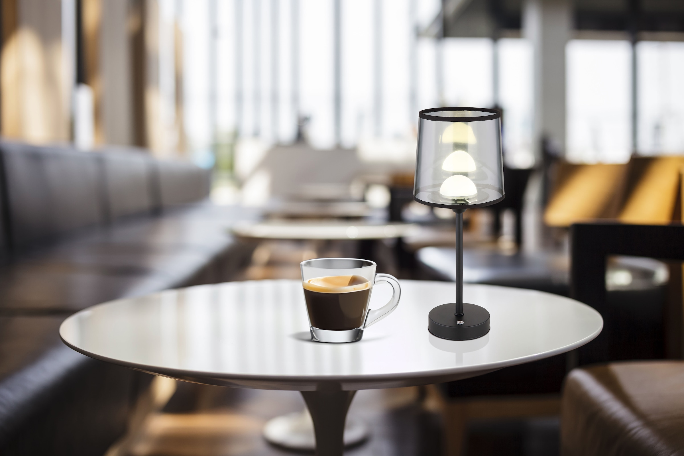 GLOBO LIGHTING LED Tischleuchte »LUNKI«, Leuchtmittel LED-Modul | LED fest integriert, Tischlampe/Textil rauchfarben/Touch Ein/Aus/Wohnzimmer/Schlafzimmer