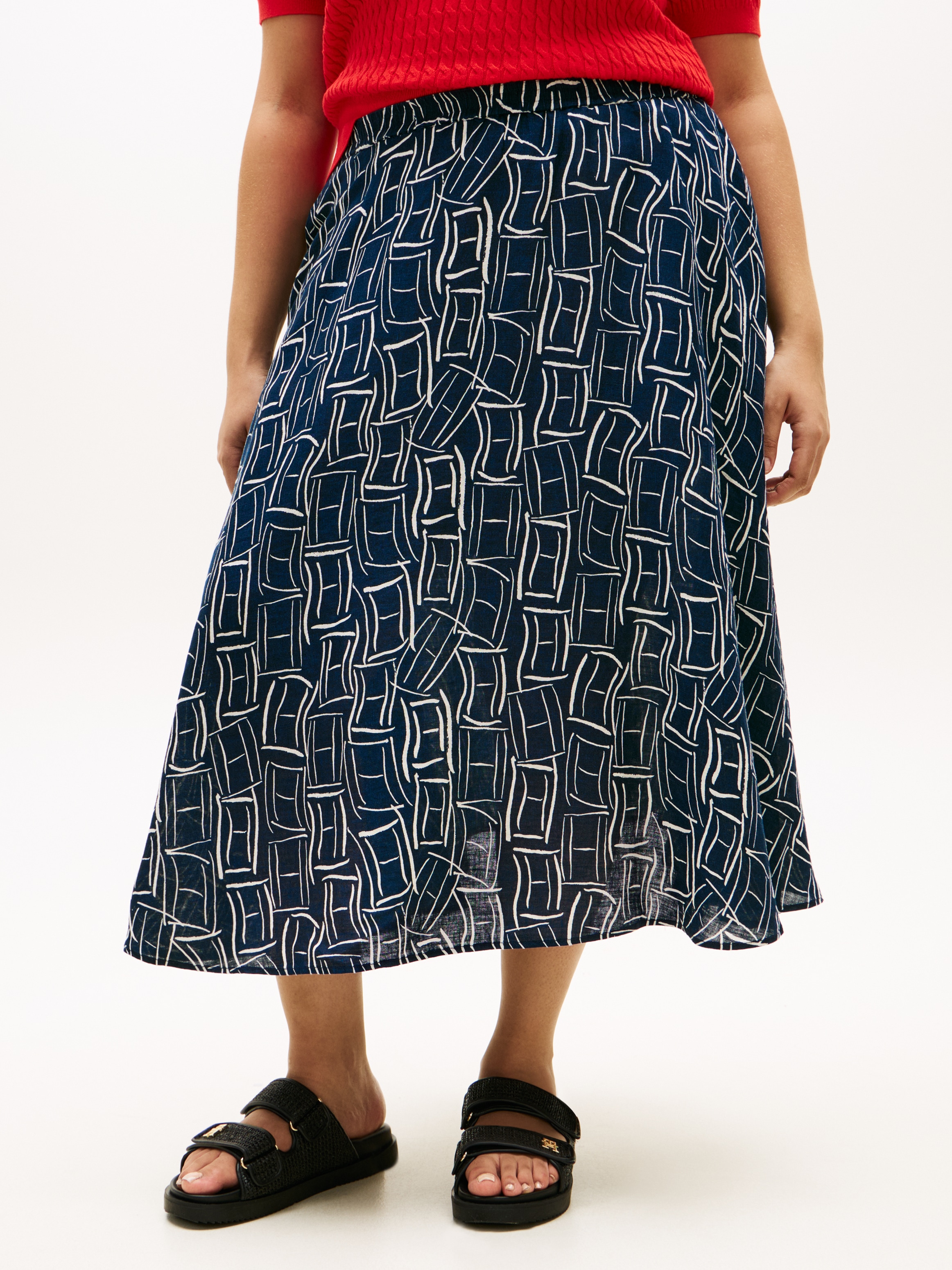 Tommy Hilfiger Curve A-Linien-Rock "CRV ESS LINEN FLARE SKIRT" in großen Gr günstig online kaufen