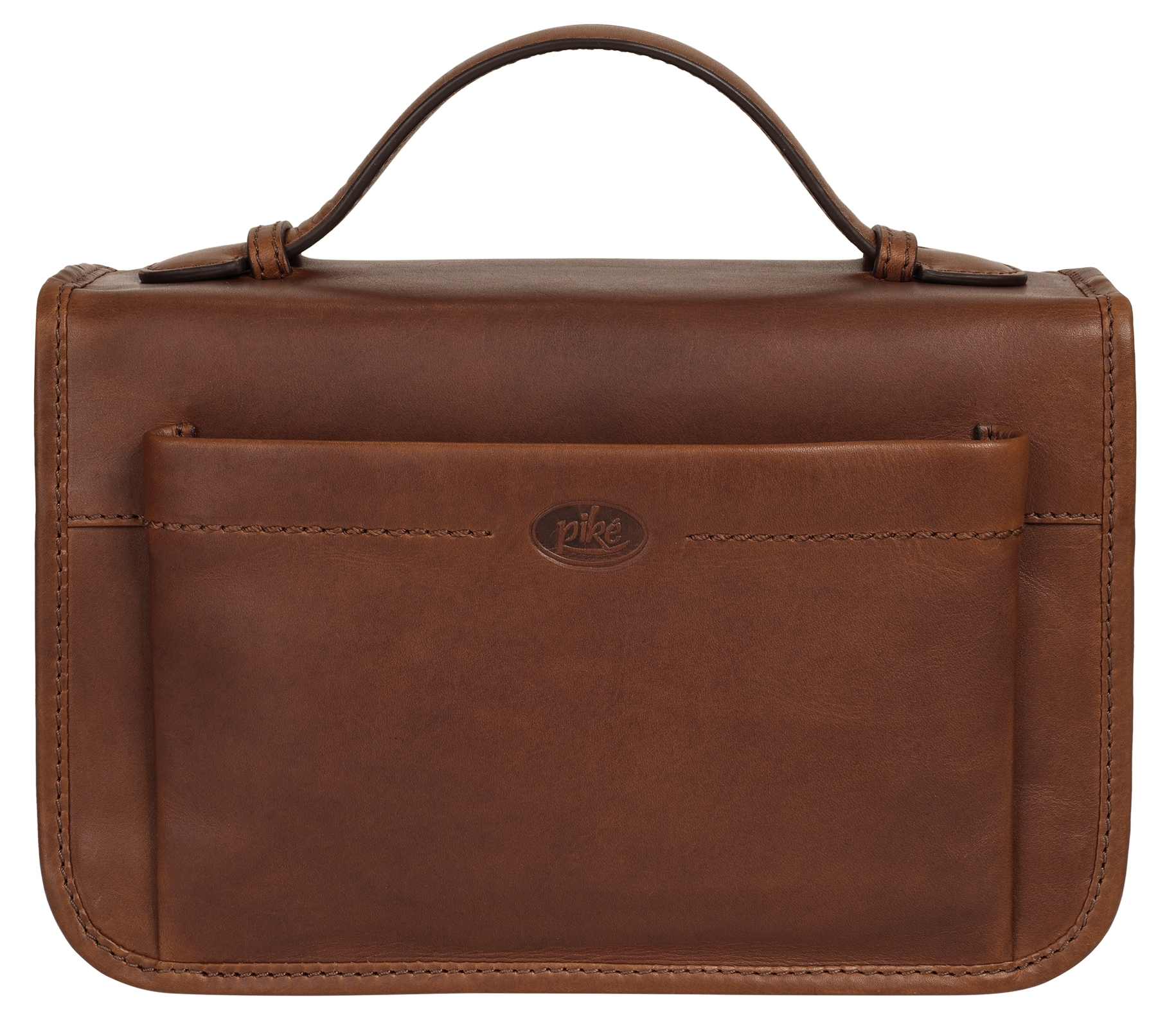PIKÉ Kulturbeutel "PIKÉ Herren, Damen Kulturtasche echt Leder", braun, Leder, leicht glänzend, unifarben, Taschen, echt Leder