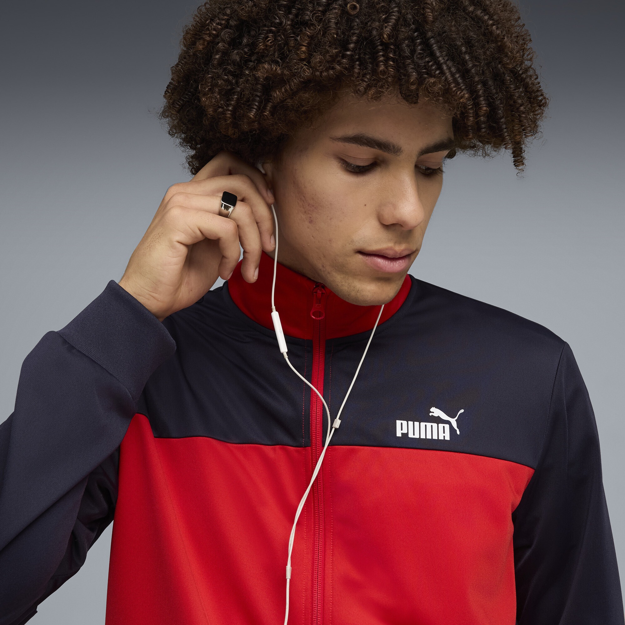 Jogginganzug PUMA "Colourblock Trainingsanzug Herren", Herren, Gr. M, new navy blau, Obermaterial: 100% Polyester; Taschenfutter: 100% Polyester; Rippe: 2% Elasthan, 98% Polyester, Sportanzüge Jogginganzug 6