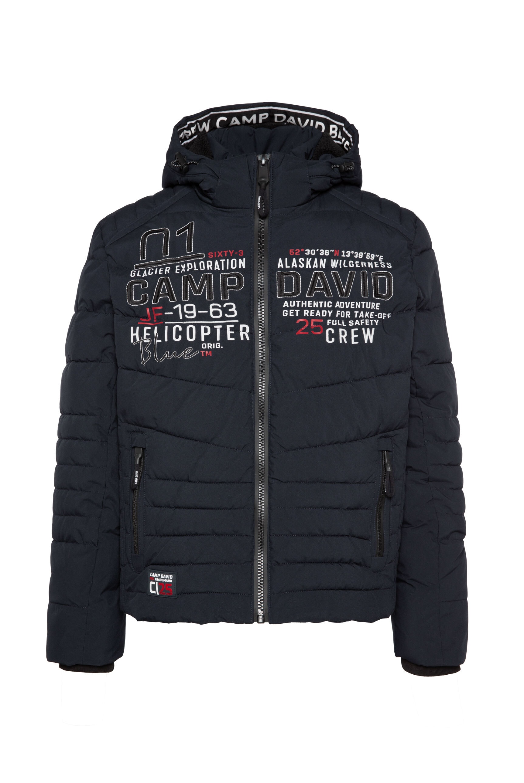 CAMP DAVID Winterjacke, mit Kapuze, mit Stickerei