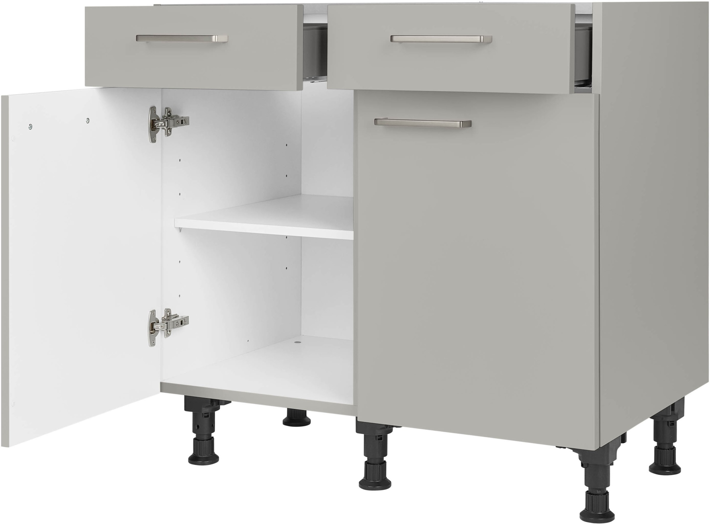 nobilia® Unterschrank »"Touch", vormontiert, Breite 90 cm, Soft-Close-Funktion«, bei den Schubkästen, inkl. höhenverstellbare Sockelfüße
