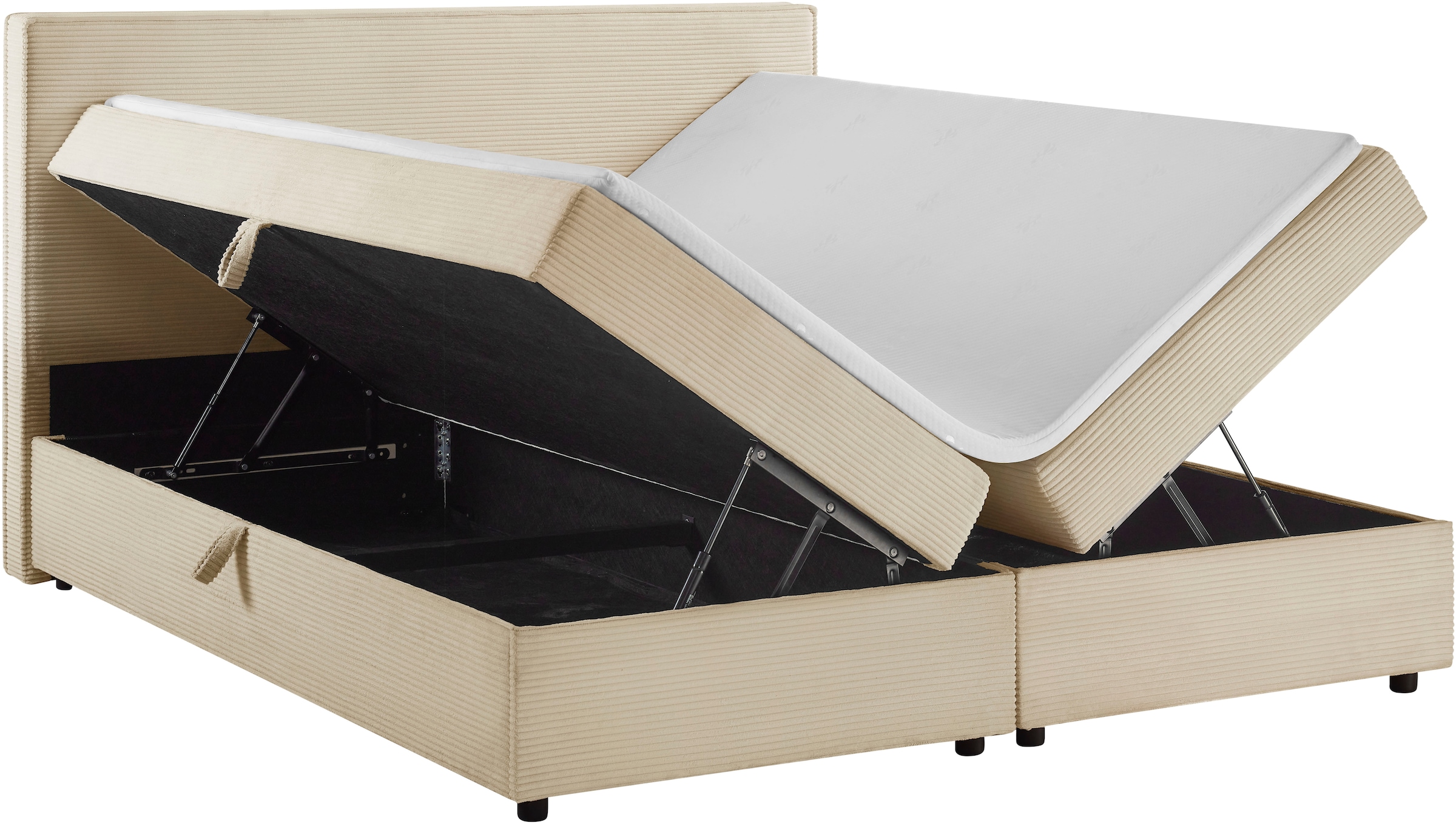 OTTO home Boxbett »Eliaas inkl. Bettkasten und Topper, Liegefläche 180x200cm« erhältlich in hochwertigem Cord-Stoff und der Größe 180x200cm