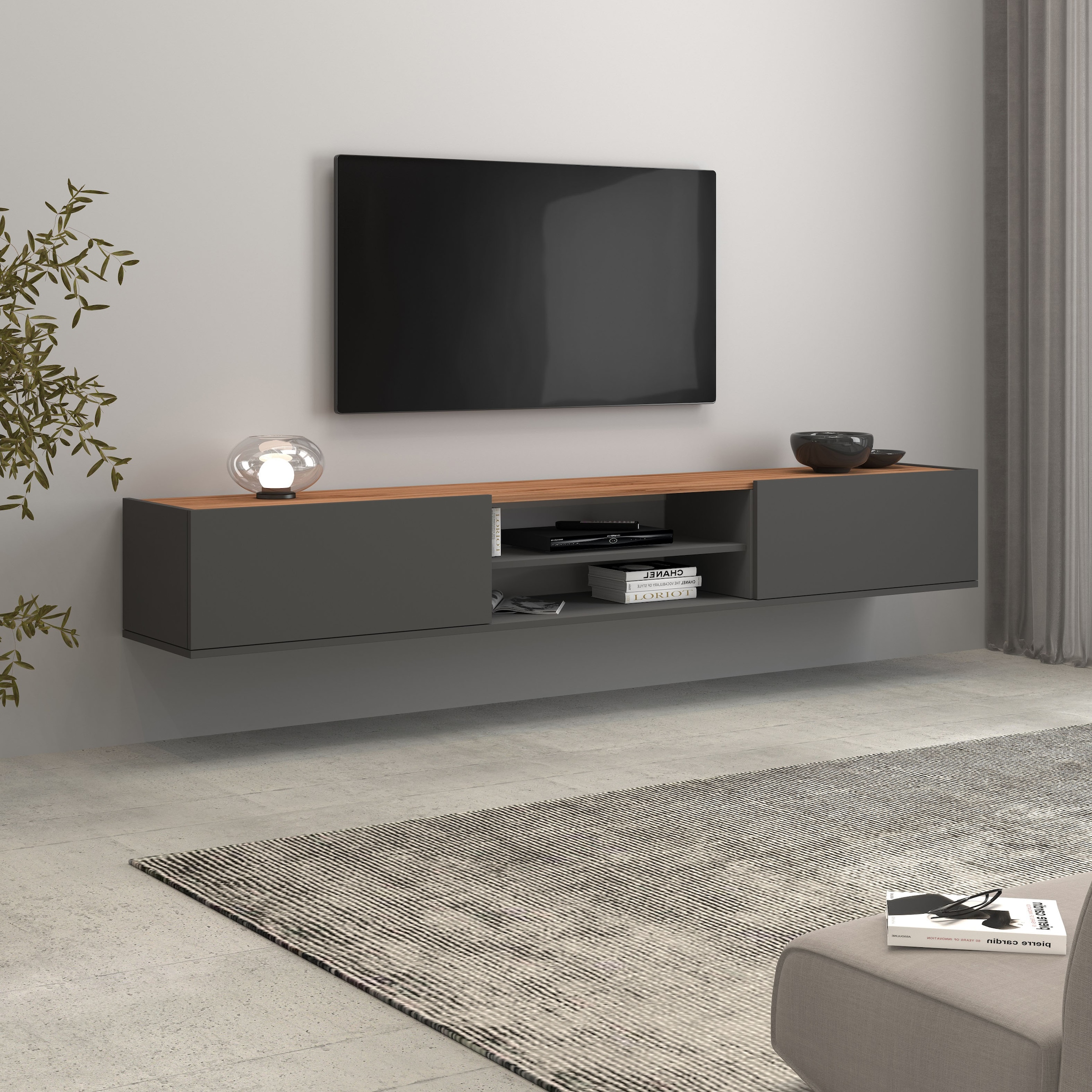 INOSIGN Lowboard »Garda,Lowboard,TV-Kommode,TV-Möbel,TV-Bank«, stehend und hängend mit 2 Klappen, 1 Einlegeboden, Breite 210 cm