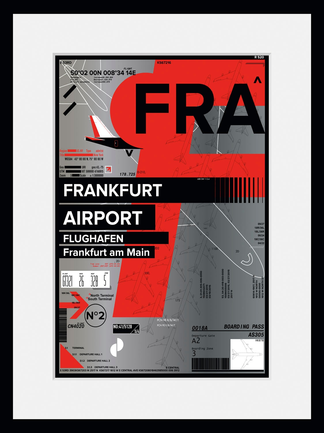 queence Bild »FRA AIRPORT«, Flugzeuge-Frankfurt am Main-Magazincover, (1 St.), HD Premium Poster-Druck inkl. Holzrahmen