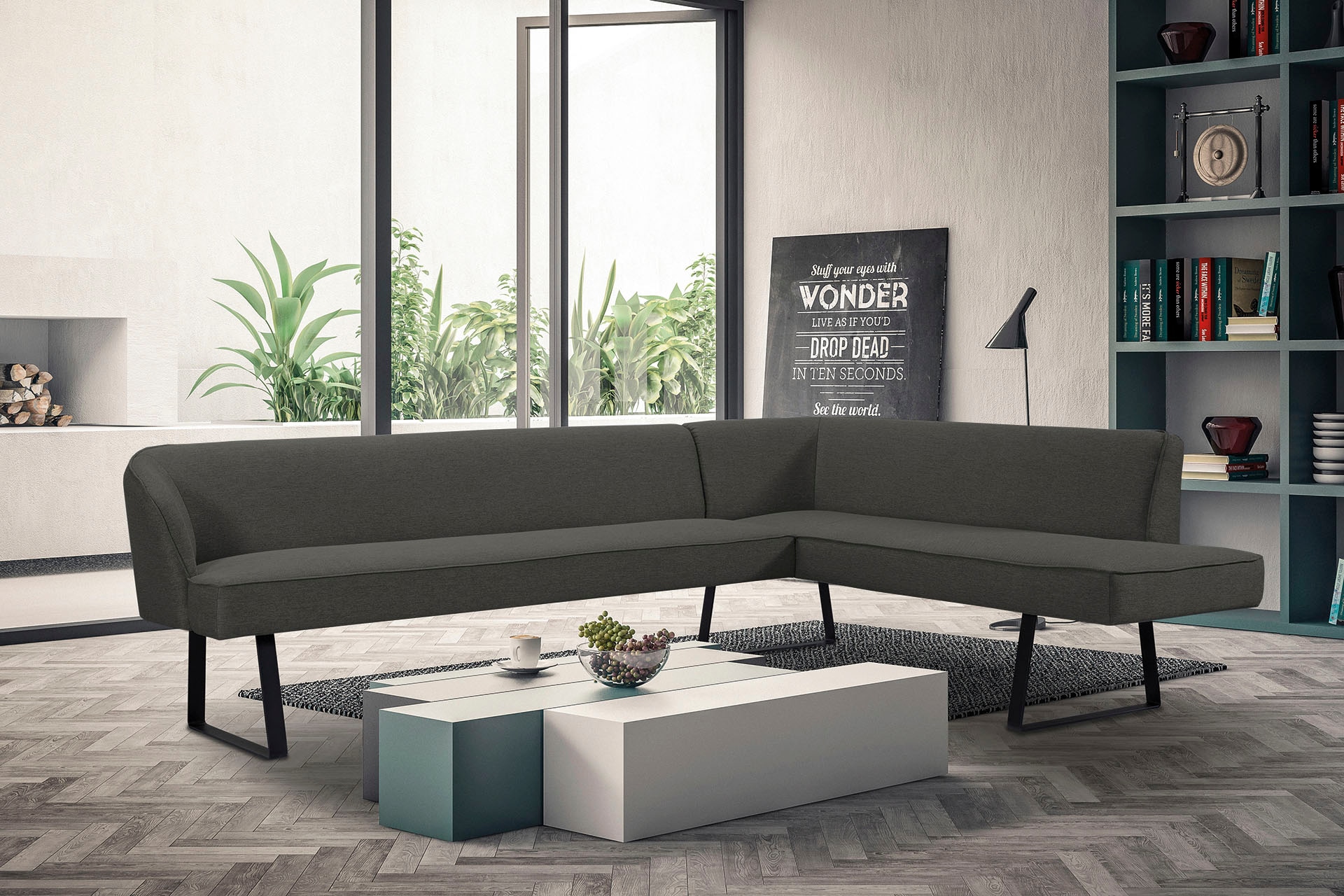 exxpo - sofa fashion Eckbank "Americano", mit Keder und Metallfüßen, Bezug in verschiedenen Qualitäten