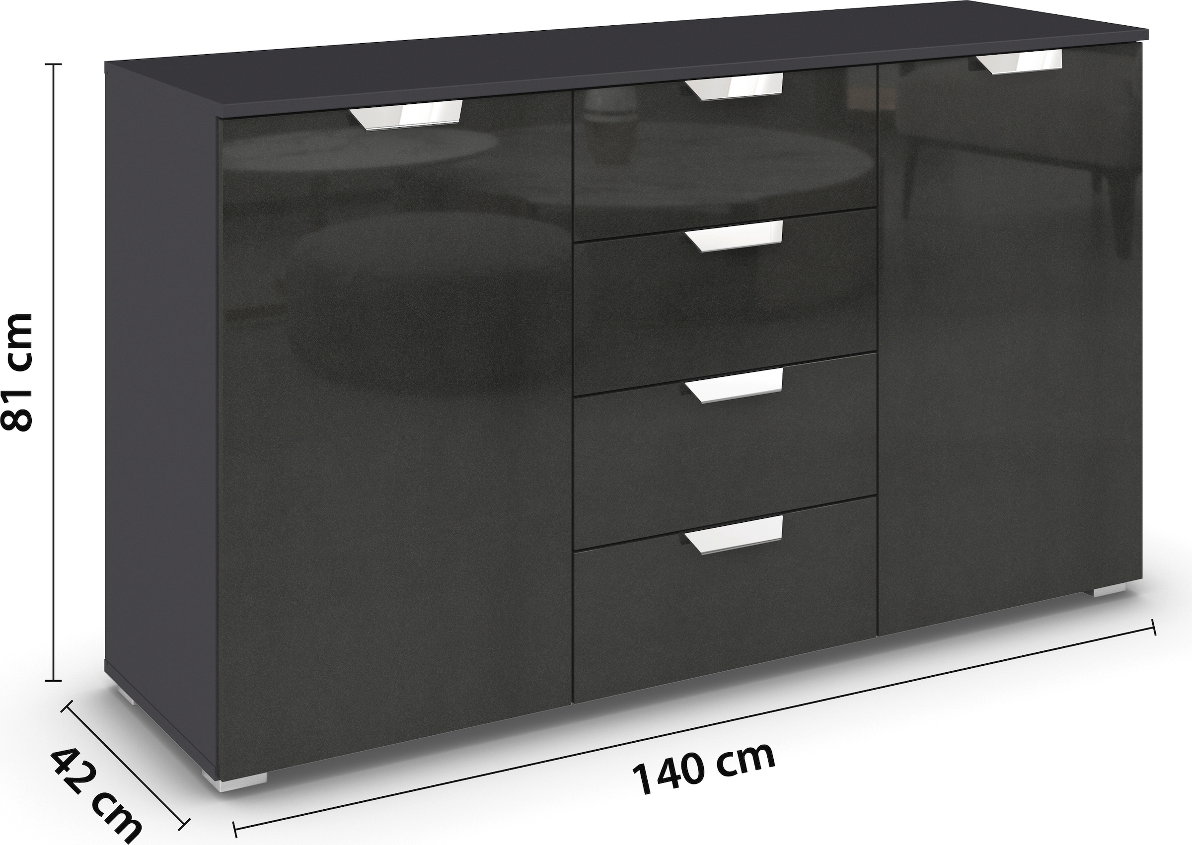 rauch Kombikommode »Glamour by Aditio«, mit Hochglanzfront, 4 Schubladen mit Softclose-Funktion