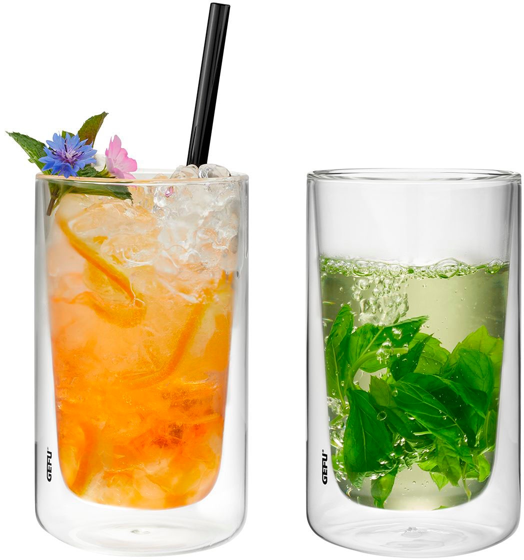 GEFU Thermoglas "MIRA", Ø 8cm x 13,4cm, 350ml, 2 Stk., transparent, Trinkgefäße, handgefertigt, doppelwandig