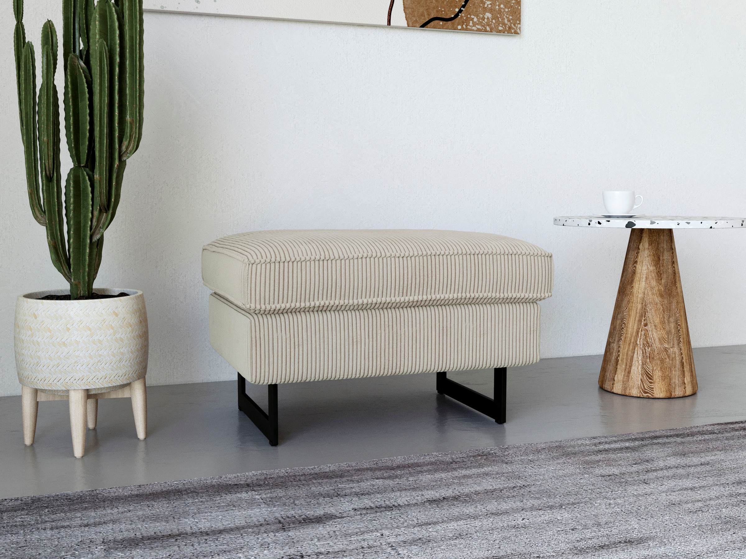 Home affaire Polsterhocker "Pinto" mit Keder, Metallfüßen und auch in Cord günstig online kaufen