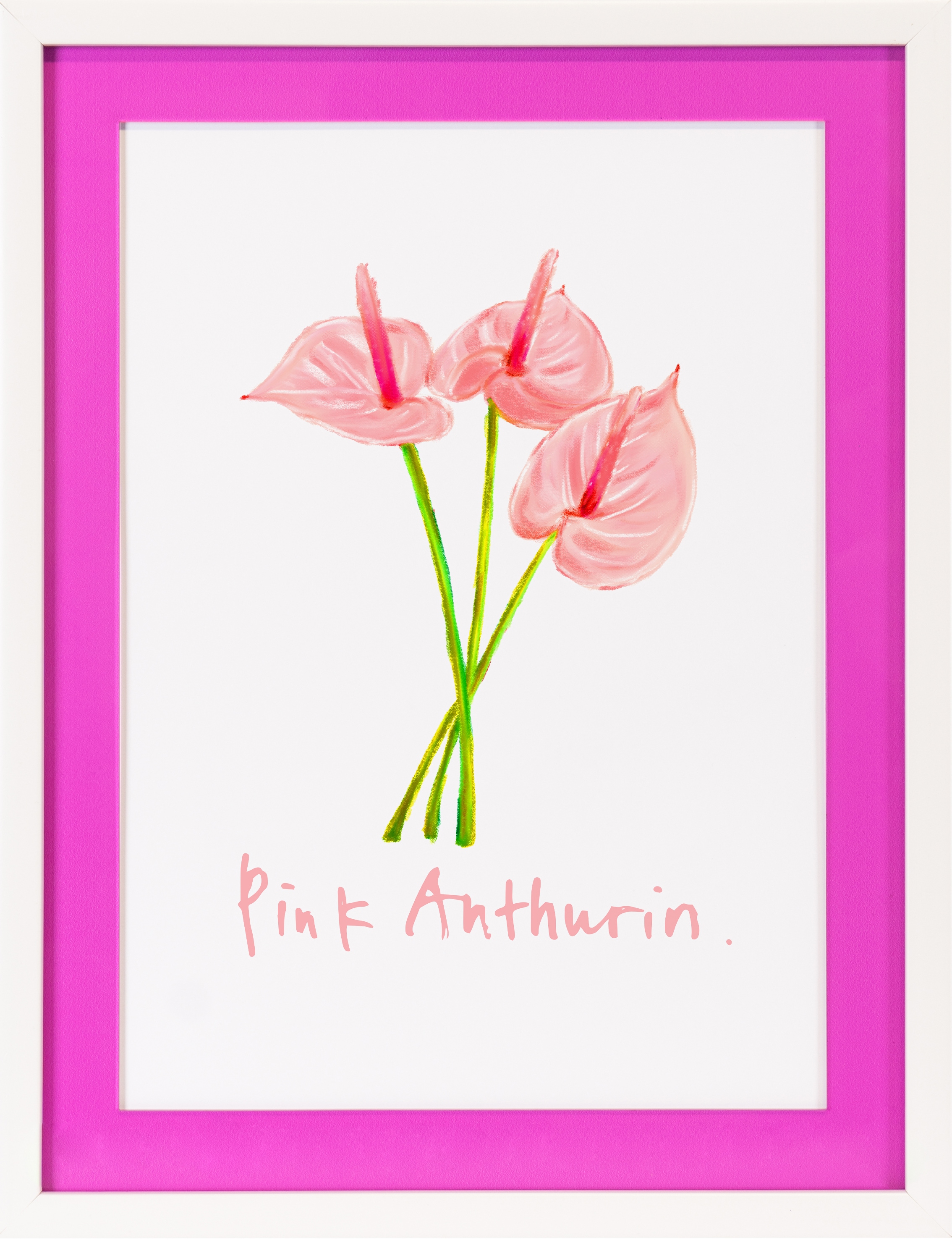 queence Bild mit Rahmen »Blume, pink«, Blumen-Blumenbilder, (1 St.), Poster mit buntem Acrylglas Passepartout