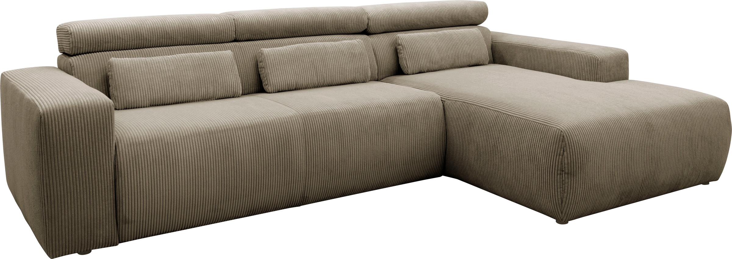 DOMO collection Ecksofa »Brandon große Ausführung B/T/H: 289/177/80 cm, auch in Leder und Cord«, mit Kopfteilverstellung, wahlweise Sitztiefenverstellung, L-Form