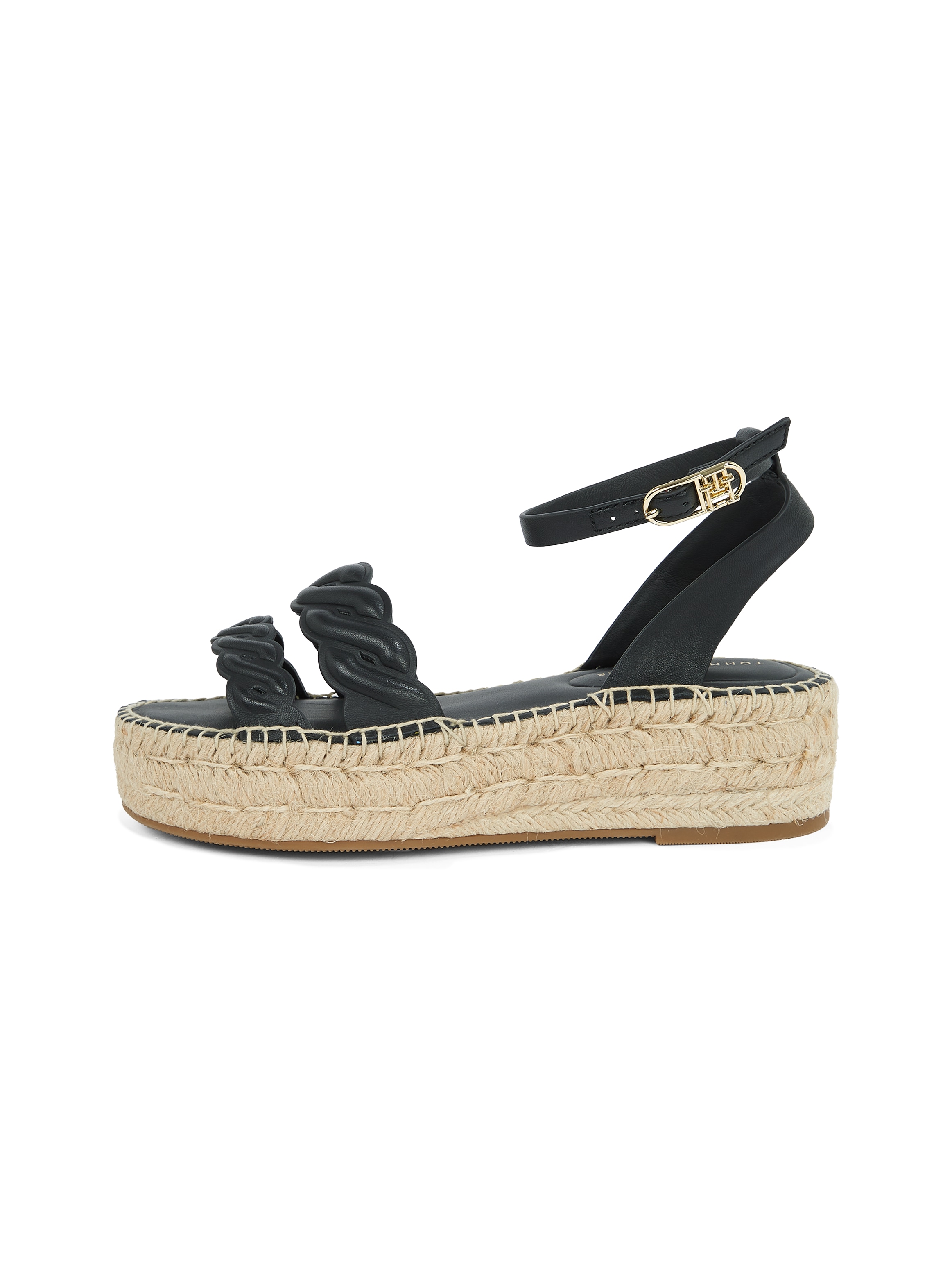 Tommy Hilfiger Keilsandalette »LEATHER ROPE REAL ESPAD SANDAL«, Plateau, Sommerschuh, Riemchensandale mit verstellbarer Schnalle