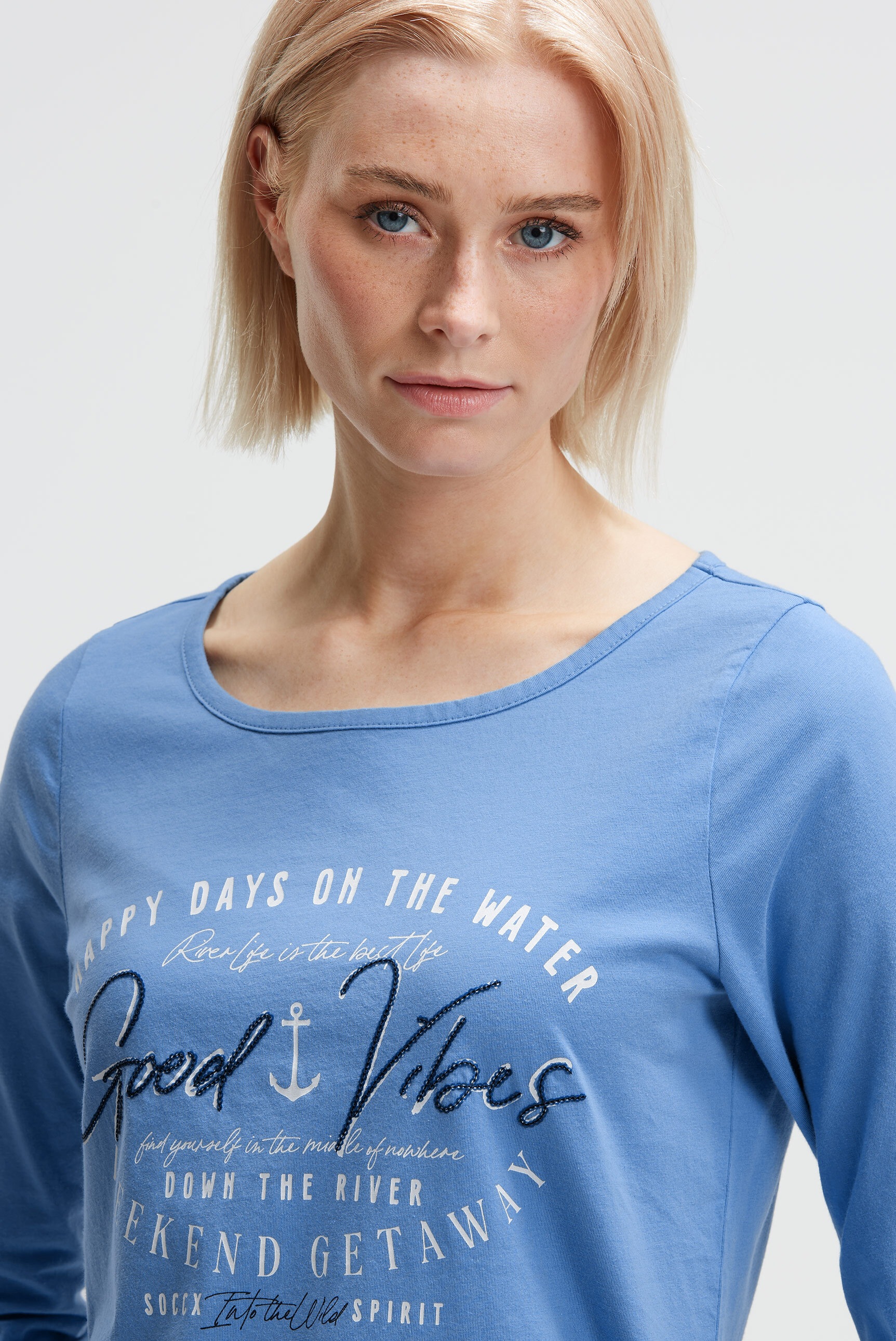 SOCCX 3/4-Arm-Shirt mit Bindeband am Saum