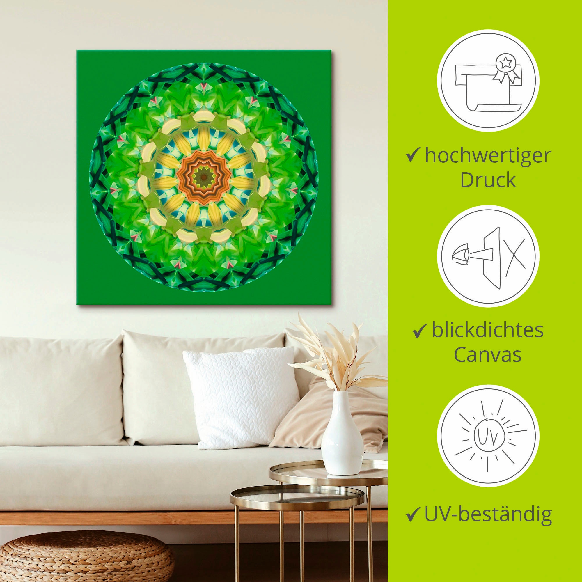 Artland Leinwandbild »Mandala II«, Muster, (1 St.), auf Keilrahmen gespannt