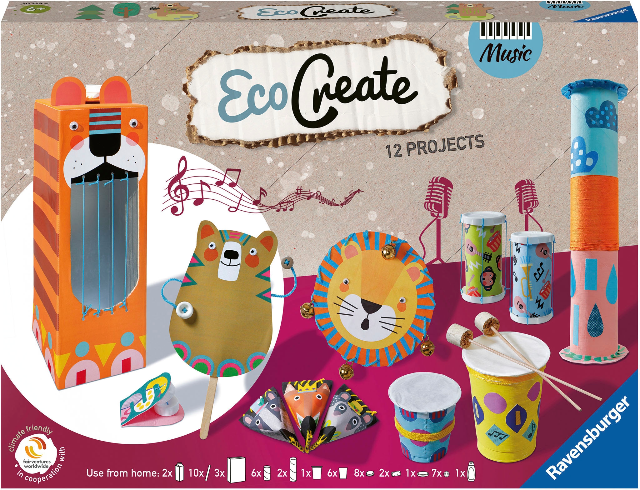Ravensburger Kreativset »Eco Create, Make your own Music«, Upcycling und basteln in einem; FSC® - schützt Wald - weltweit