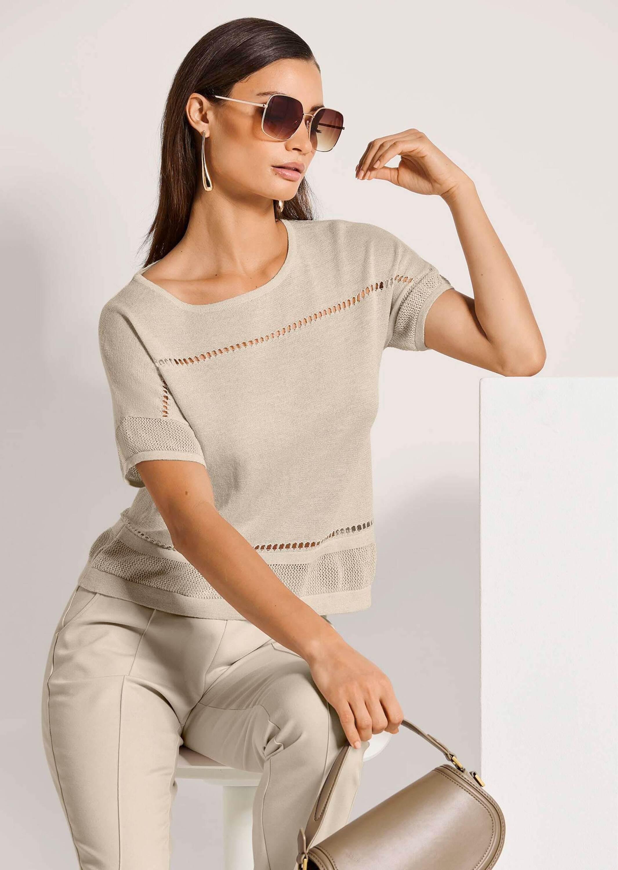 MADELEINE Longpullover »Pullover Kurzarm-Pullover mit Glanz-Effekt«