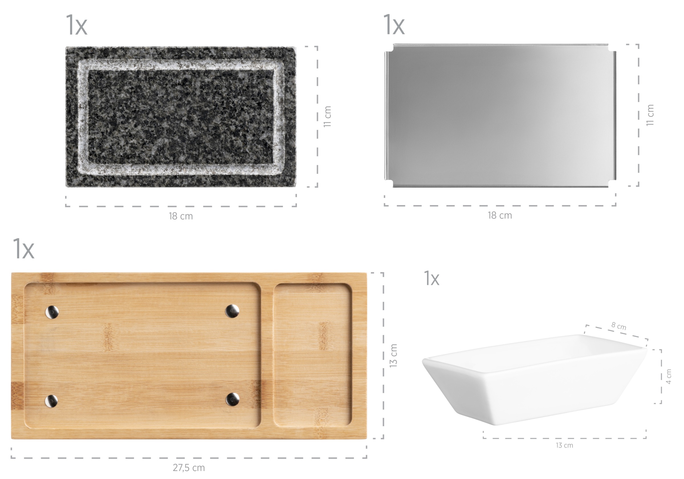 MÄSER Backstein »Heißer Stein« Set, 1x Bambustray, 1x heißer Stein, 1x Schüssel, 1x Hitzeschutz, 4 Stk. tlg. Backofengeeignet