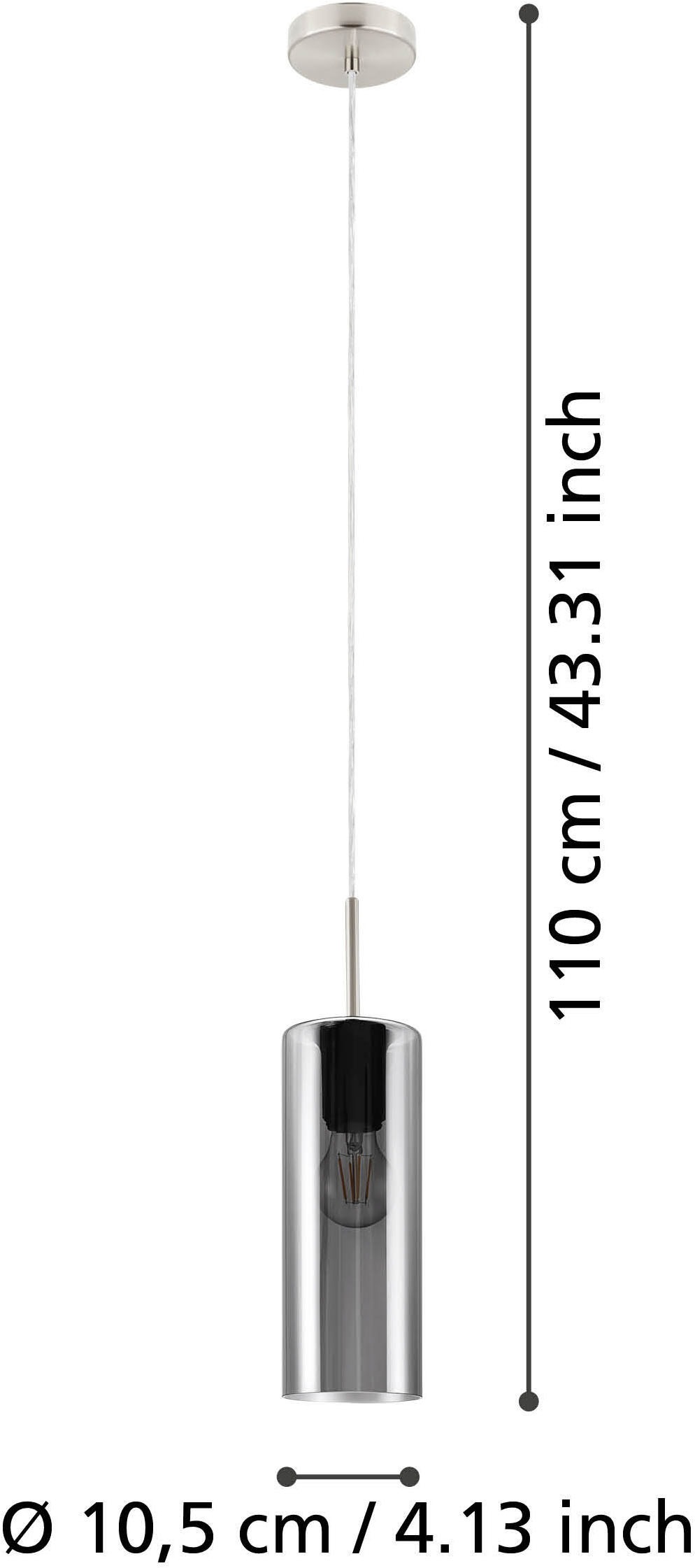 EGLO Hängeleuchte »SELVINO Pendellampe - Stahl - E27 - 1X15W - IP20« E27 1 Stk. Hängelampe, Deckenlampe, Wohnzimmer, Esszimmer, H110 x Ø10 cm