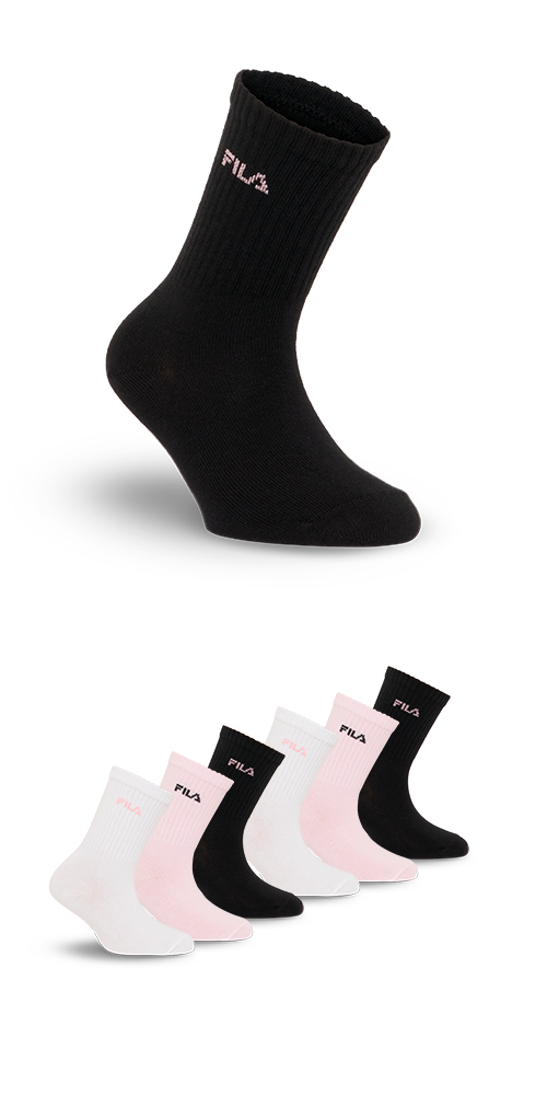 Fila Socken 6 Paar tlg. breites Rippenbündchen, Cotton-Mix, Unisex