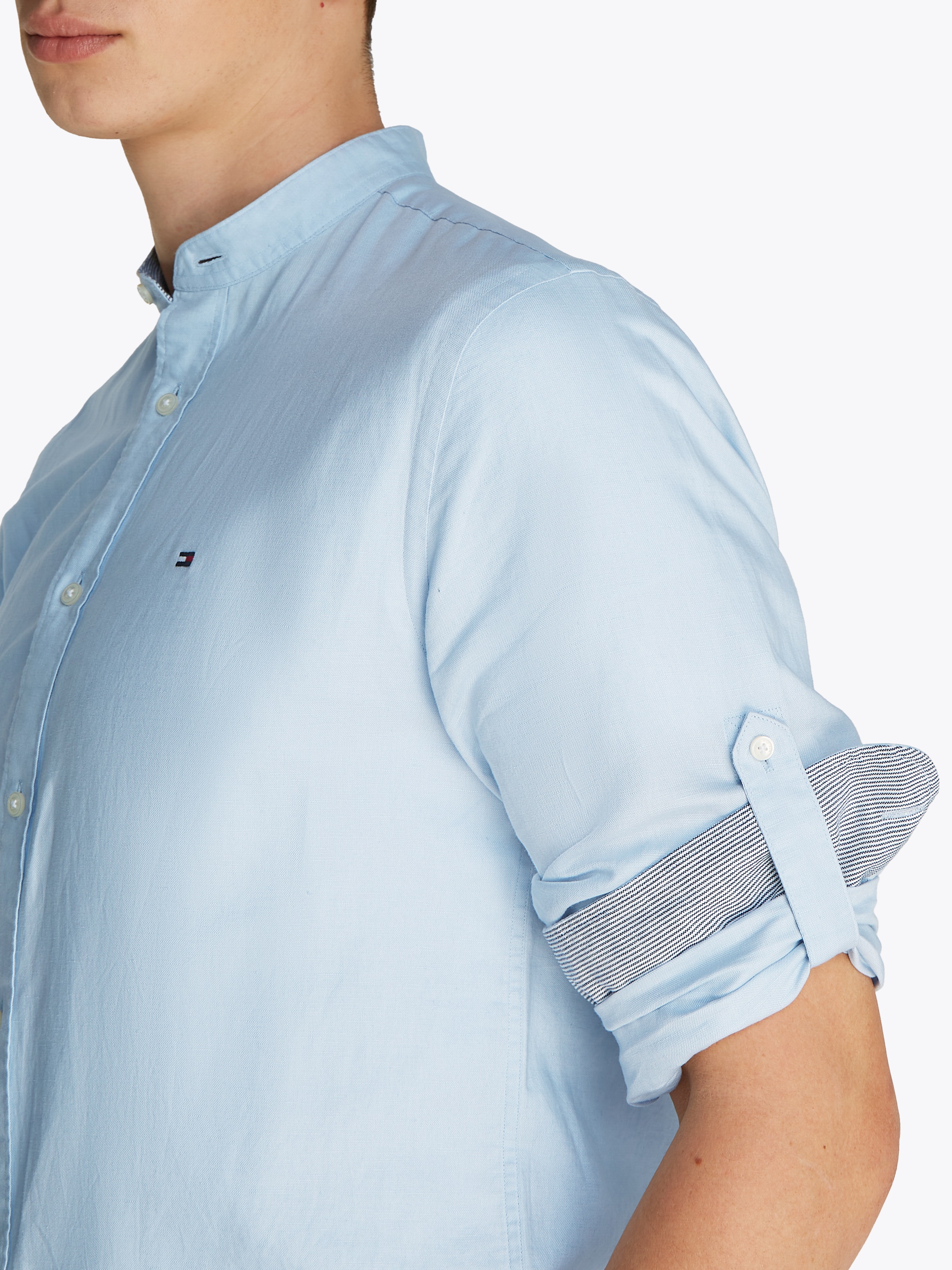 Tommy Hilfiger Langarmhemd »LINEN BLEND MAO COLLAR SHIRT«