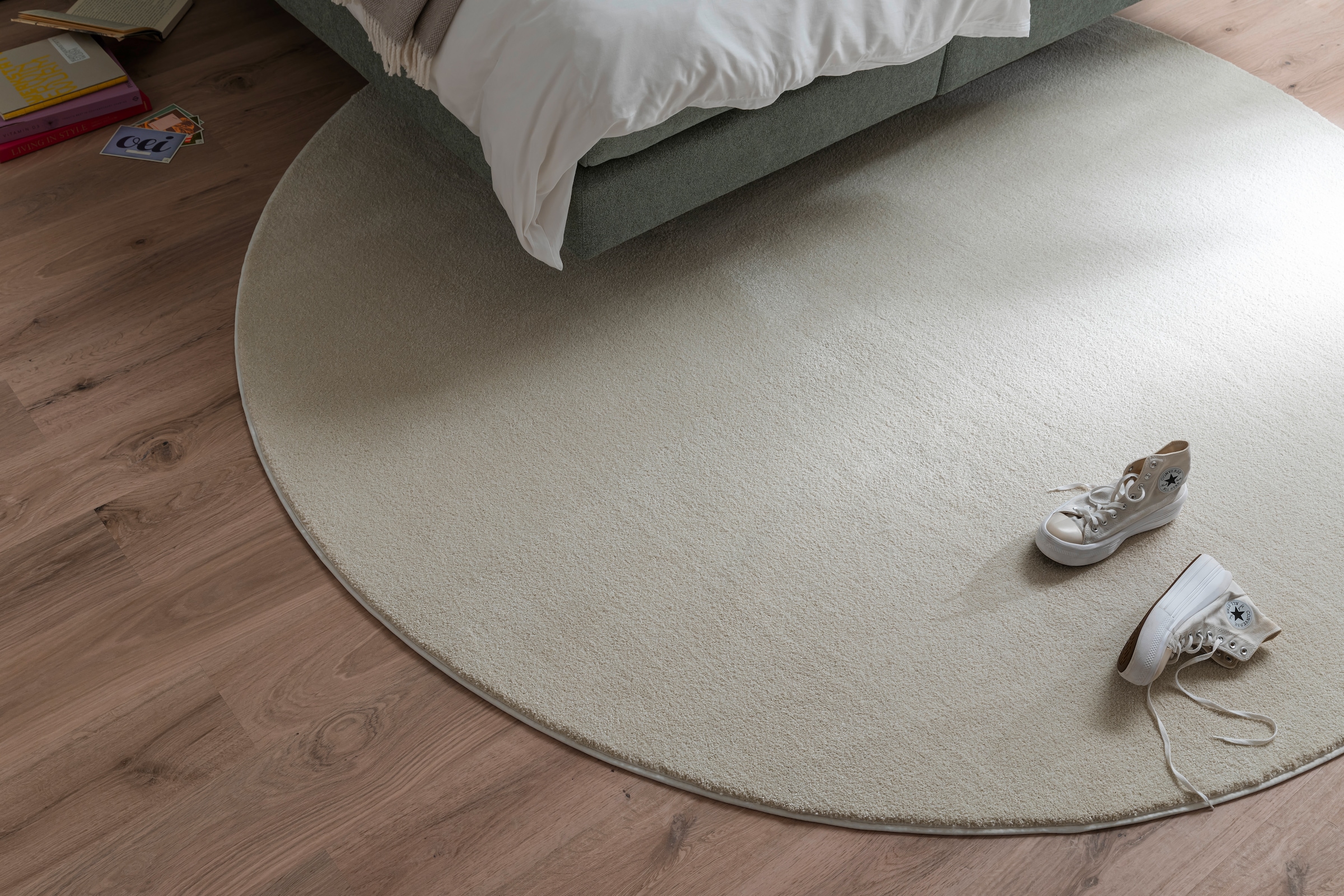 SCHÖNER WOHNEN-Kollektion Teppich »Pure 190« rund 21 mm Höhe Wohnzimmer, Schlafzimmer, uni, leichter Glanz, robuster Kurzflor