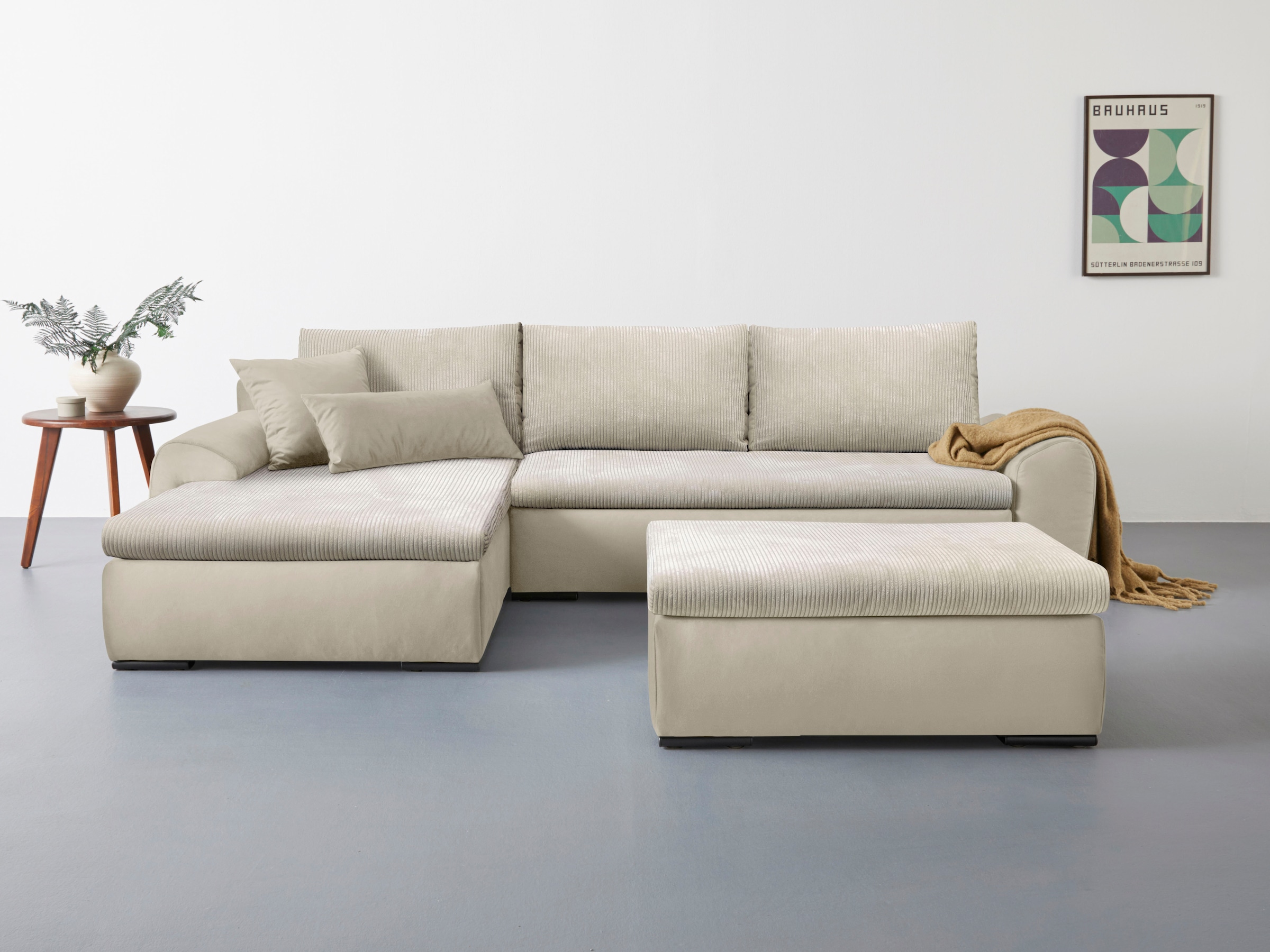 Home affaire Ecksofa "Win L-Form, B: 285 cm - OTTO. Verlässliche Qualität." 2 Zierkissen, optional Schlaffunktion & Bettkasten