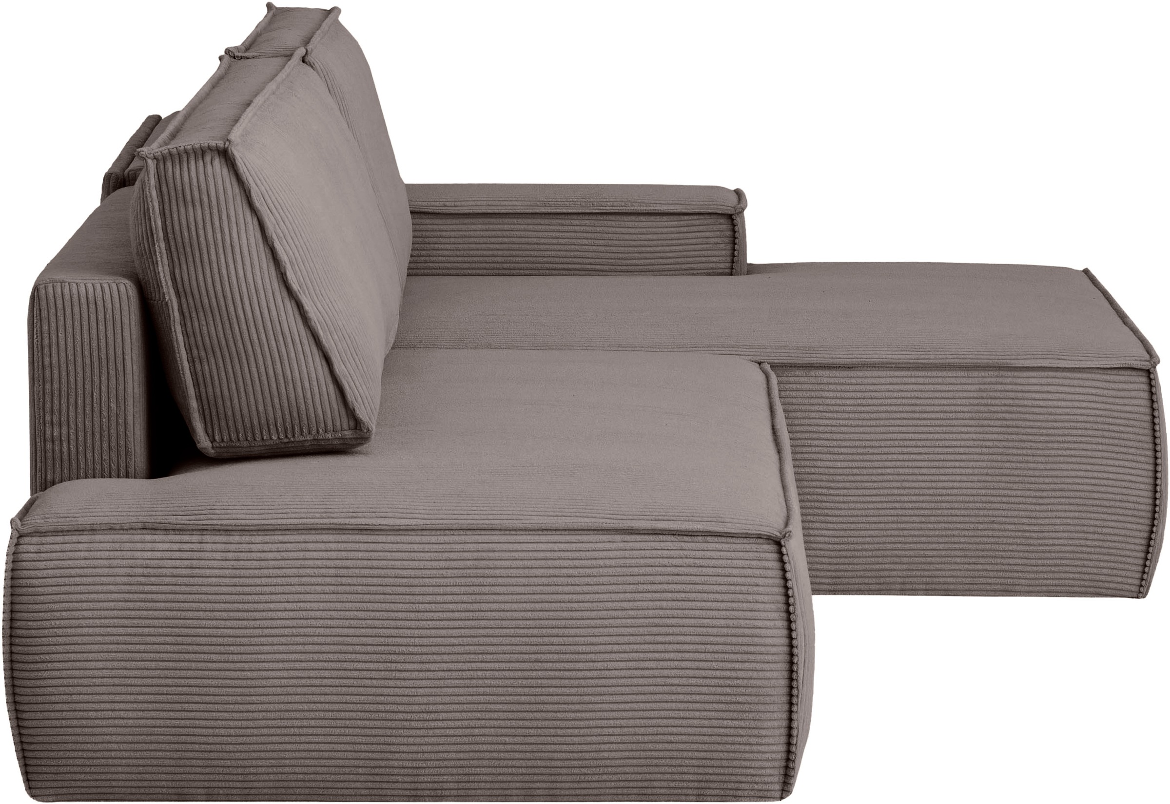 Home affaire Ecksofa »SHERWOOD, Schlafsofa in L-Form offen (275cm), Cord, Leinenoptik«, Schlaffunktion und Bettkasten, Kedernaht, hoher Sitz- & Liegekomfort