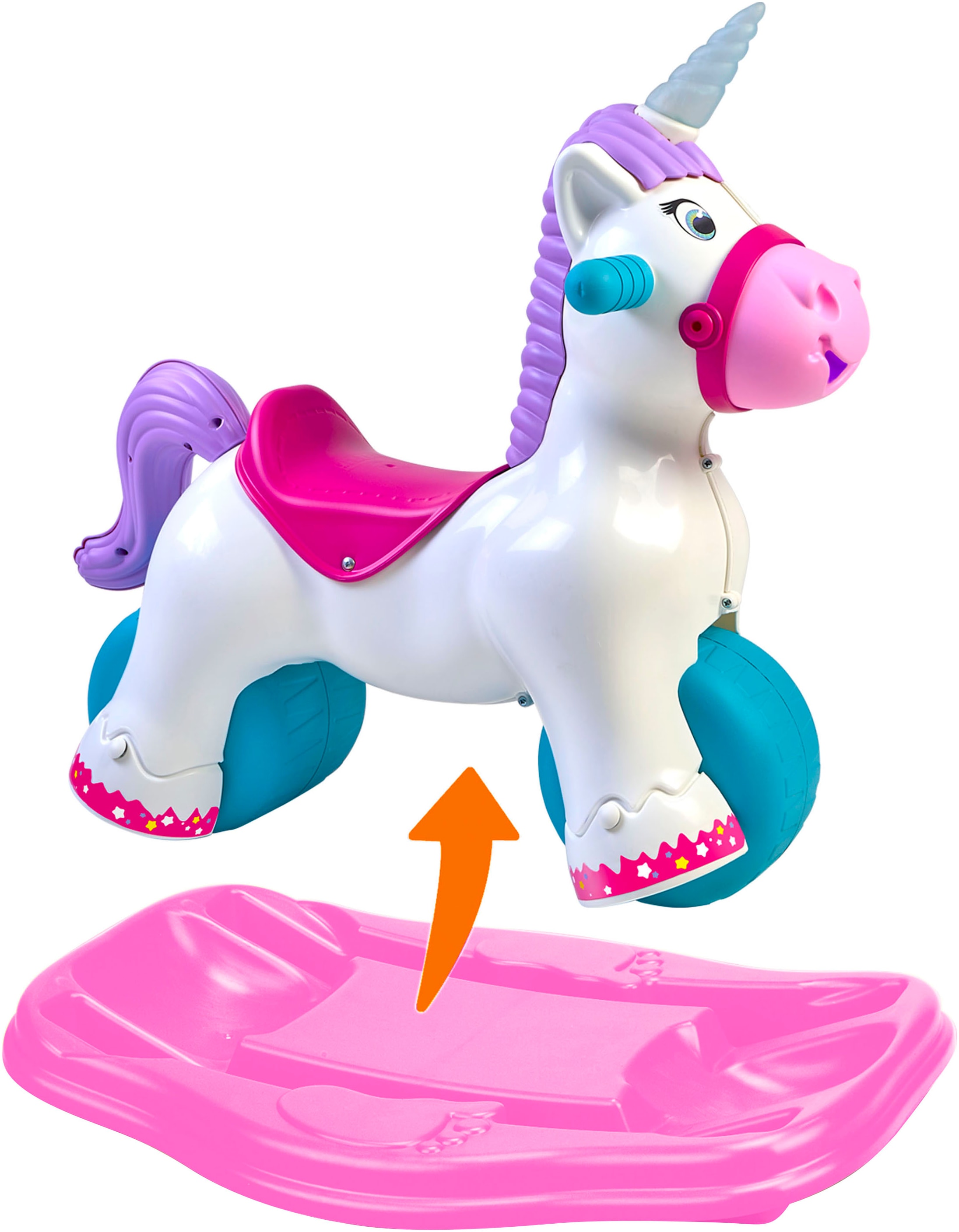 Feber® Schaukeltier »Feber Baby Unicorn 2in1«, mit Licht- und Soundeffekt; Made in Europe