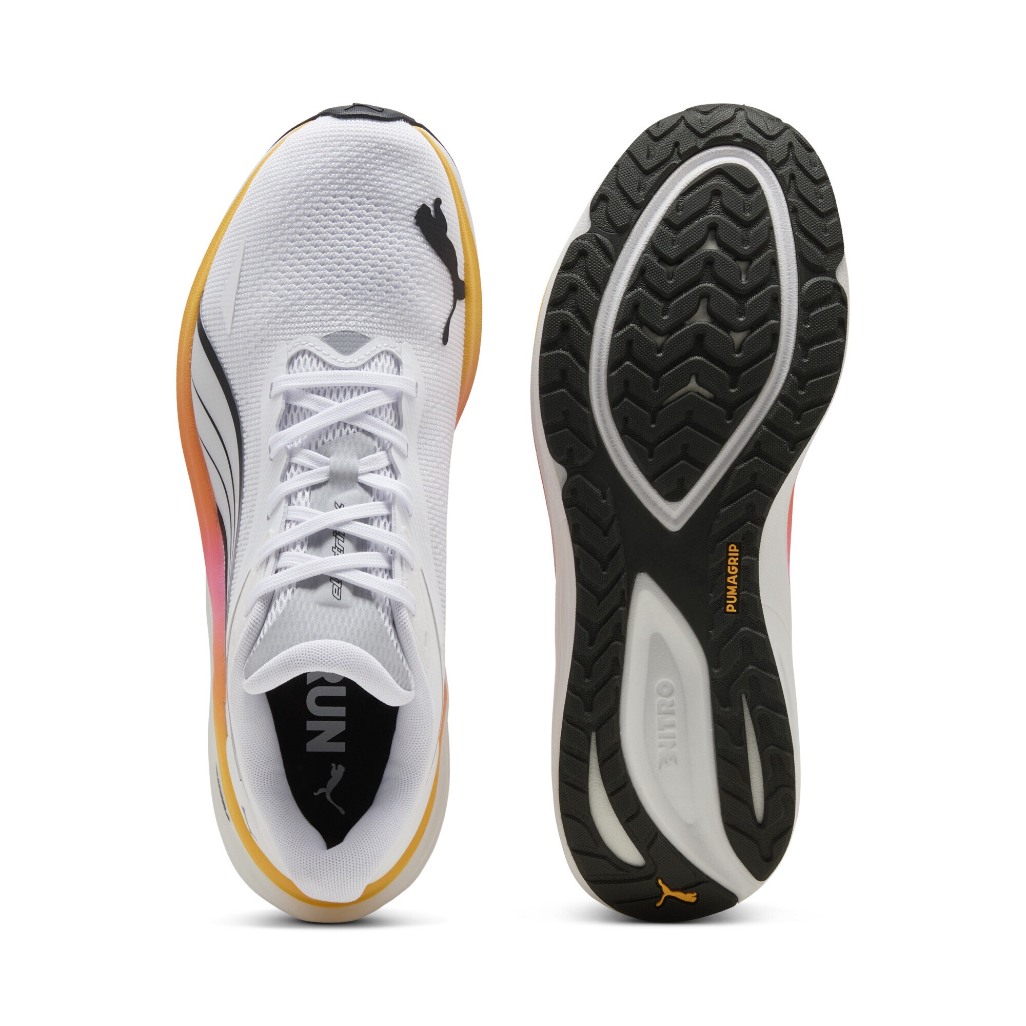 Trainingsschuh PUMA "Electrify NITRO™ 4 Laufschuhe Herren", Herren, Gr. 42, weiß poison pink sun stream orange, Obermaterial: Textil, Synthetik, Texile; Futter: Textil; Innensohle: Textil; Laufsohle: Gummi, Synthetik, Schuhe 3