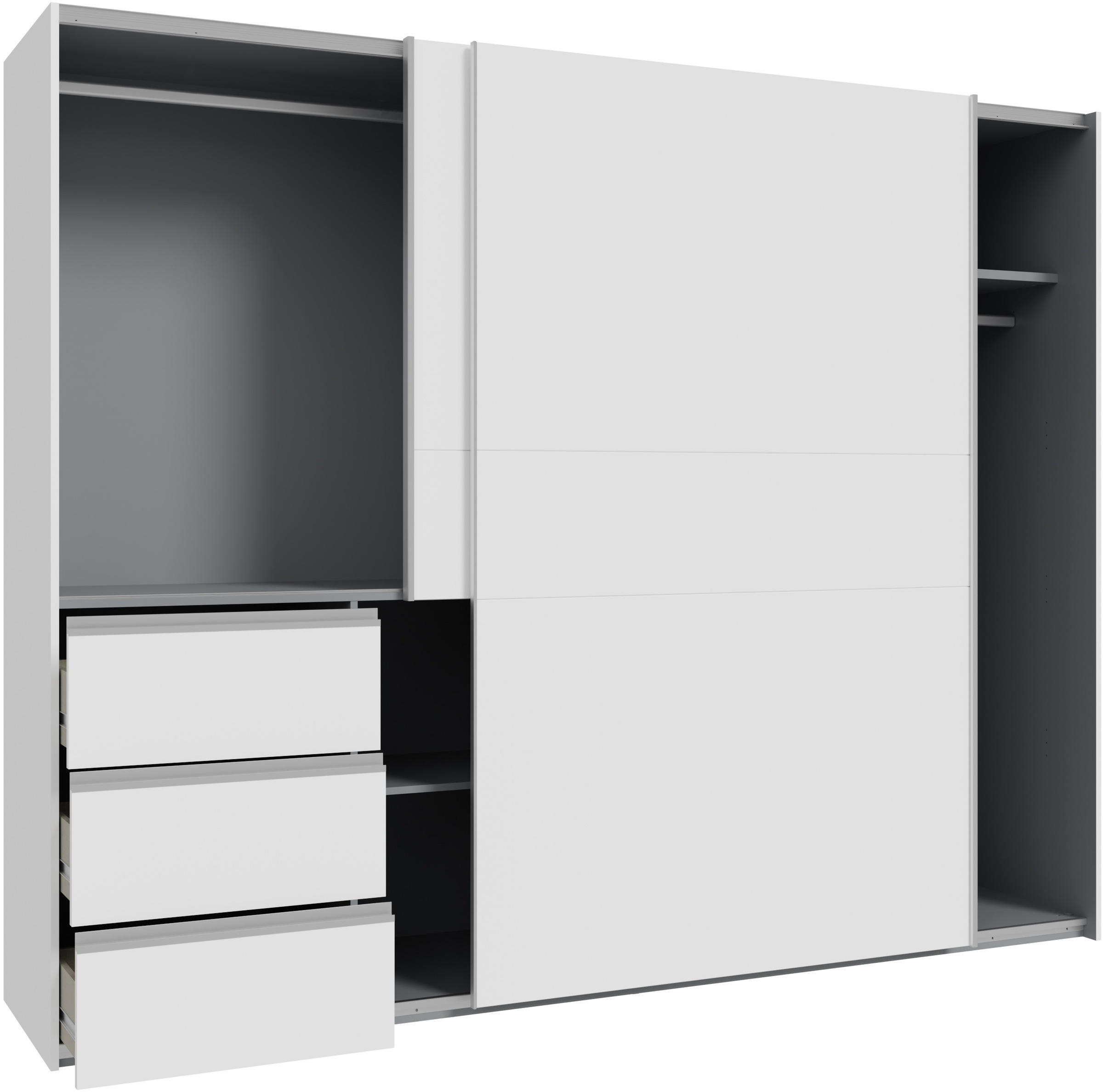 FORTE Schwebetürenschrank, Schwebetürenschrank, Stauraum, Schubkästen, erhältlich in 2 Dekoren