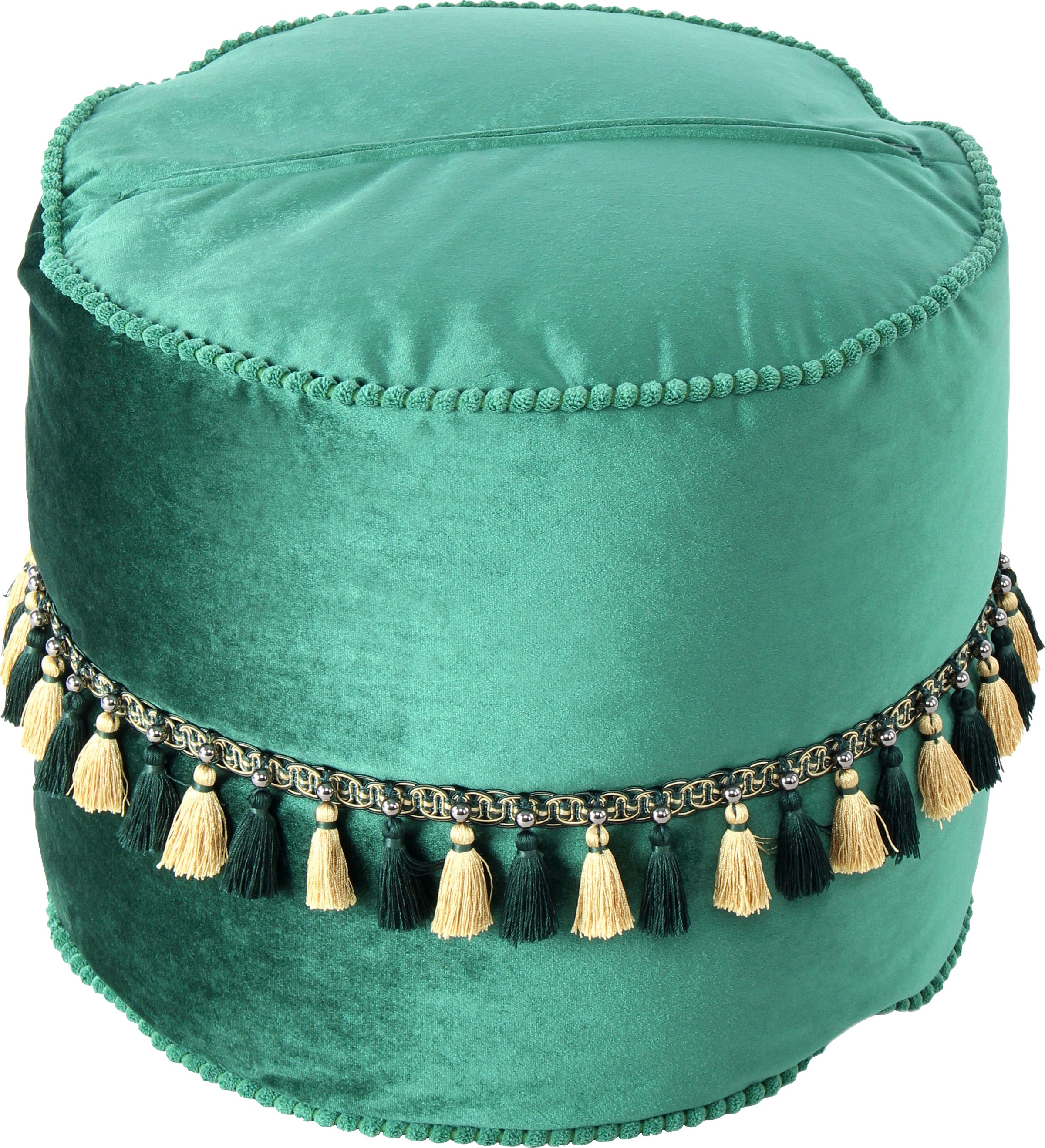 Kayoom Sitzhocker »Pouf Taj Mahal 225, samtweiche Oberfläche«, (1 St.), samtweich, verziert, Füllung aus flexiblen Styroporkugeln