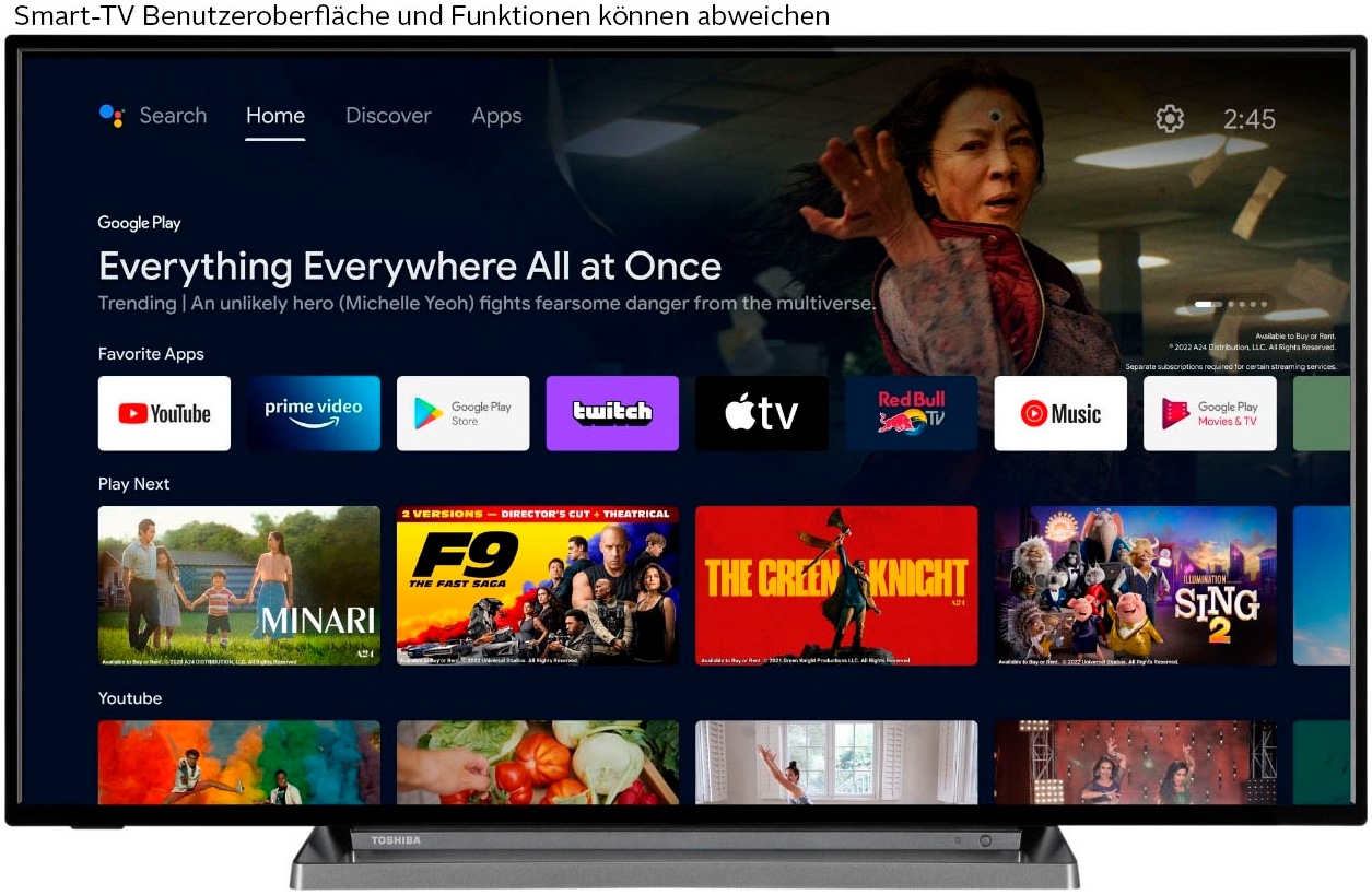 Toshiba LED-Fernseher »43UA3D63DG«, 4K Ultra HD, Android TV