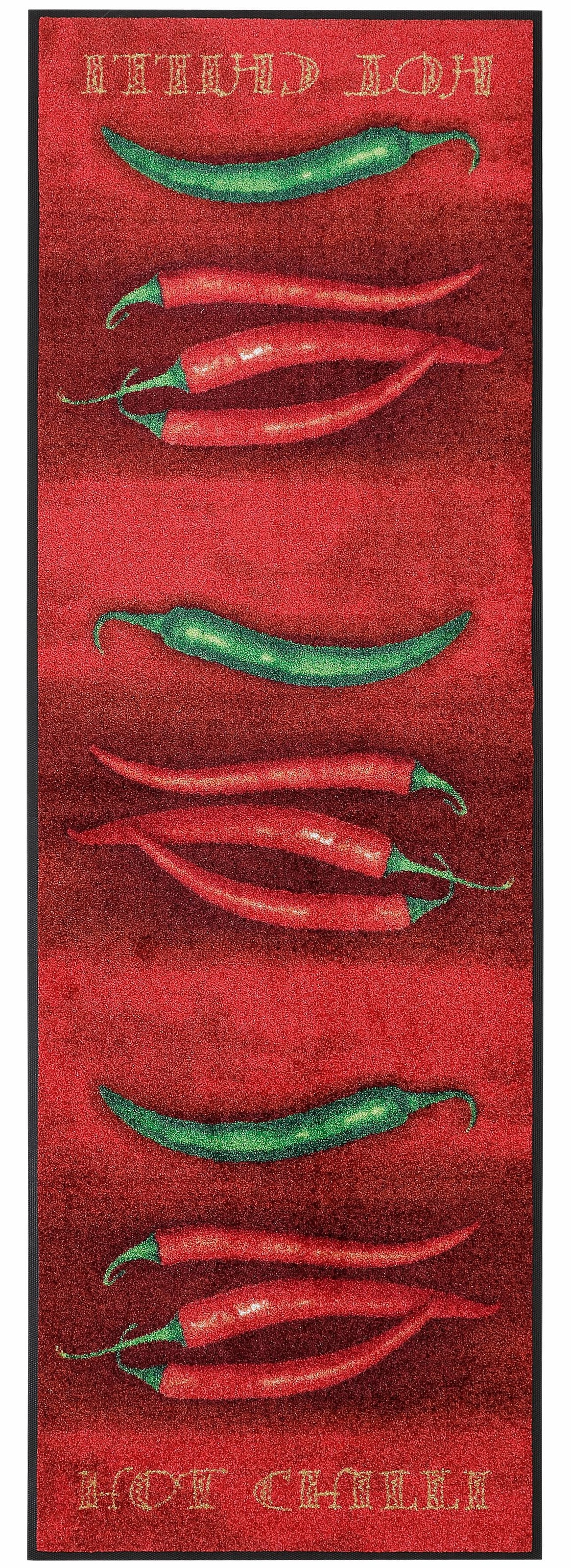 Thumbnail - wash+dry by Kleen-Tex Küchenläufer "Hot Chili" rechteckig 7 mm Höhe Motiv Chilli, rutschhemmend, In- und Outdoor geeigne...