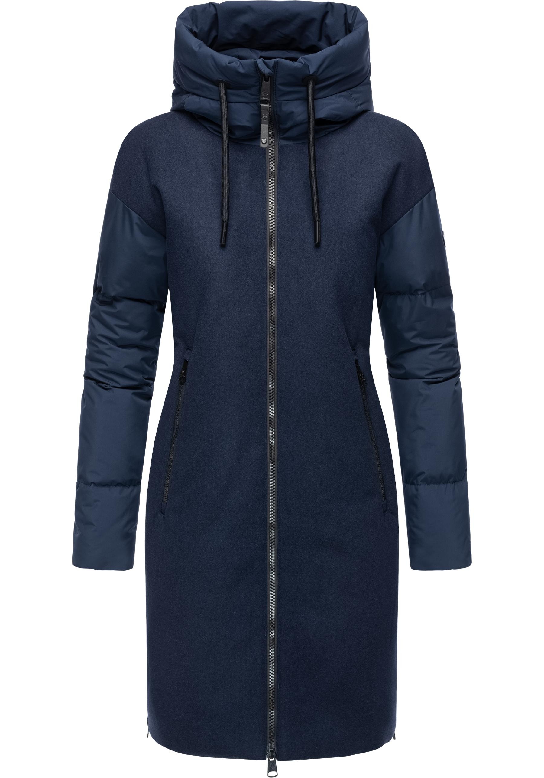 Ragwear Wintermantel »Jumana«, Damen Mantel aus modernem Materialmix mit Kapuze