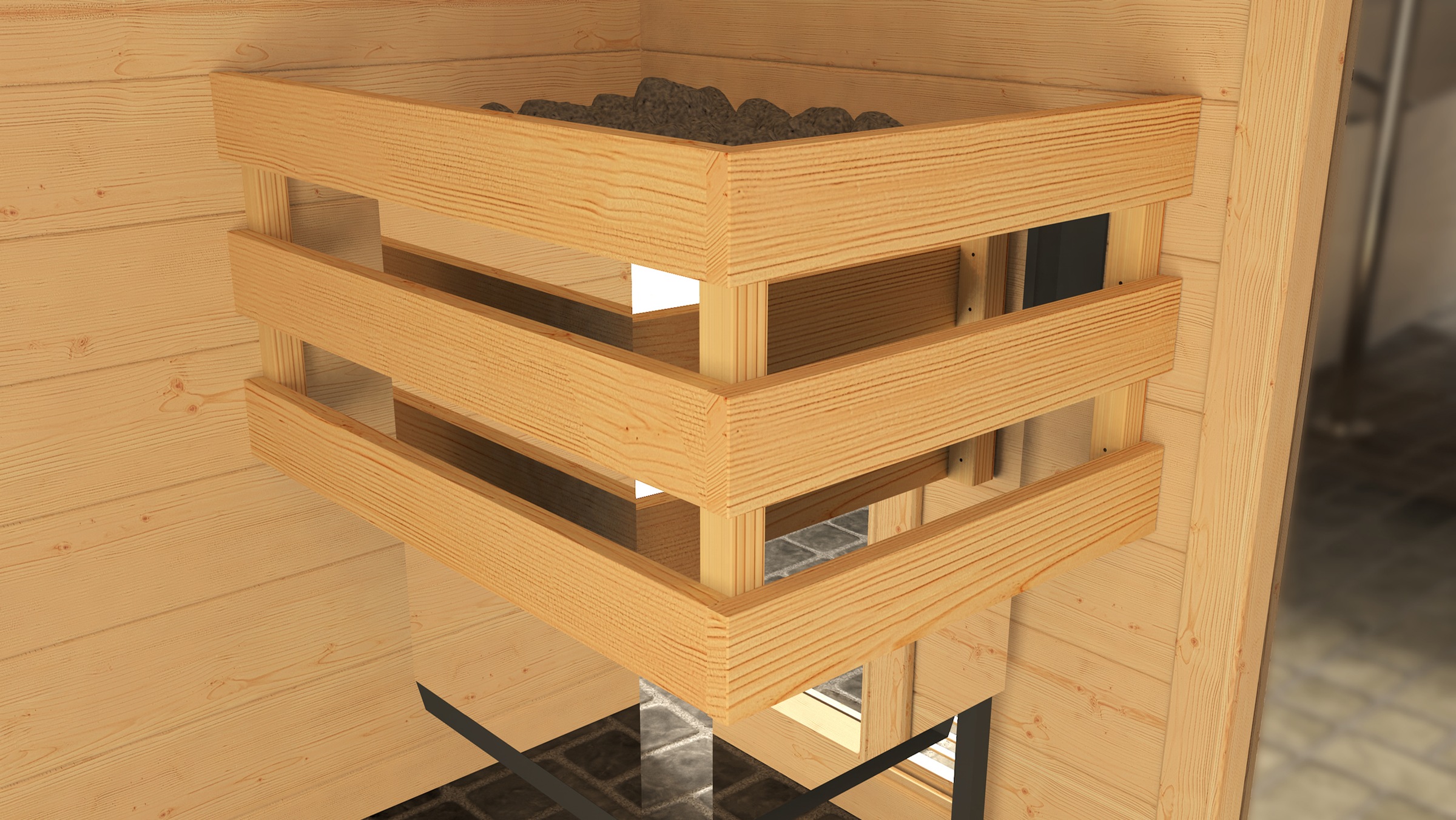 weka Sauna »Massivholzsauna VALIDA 4«, Blockbohlen, Fensterelement, moderne Ganzglastür