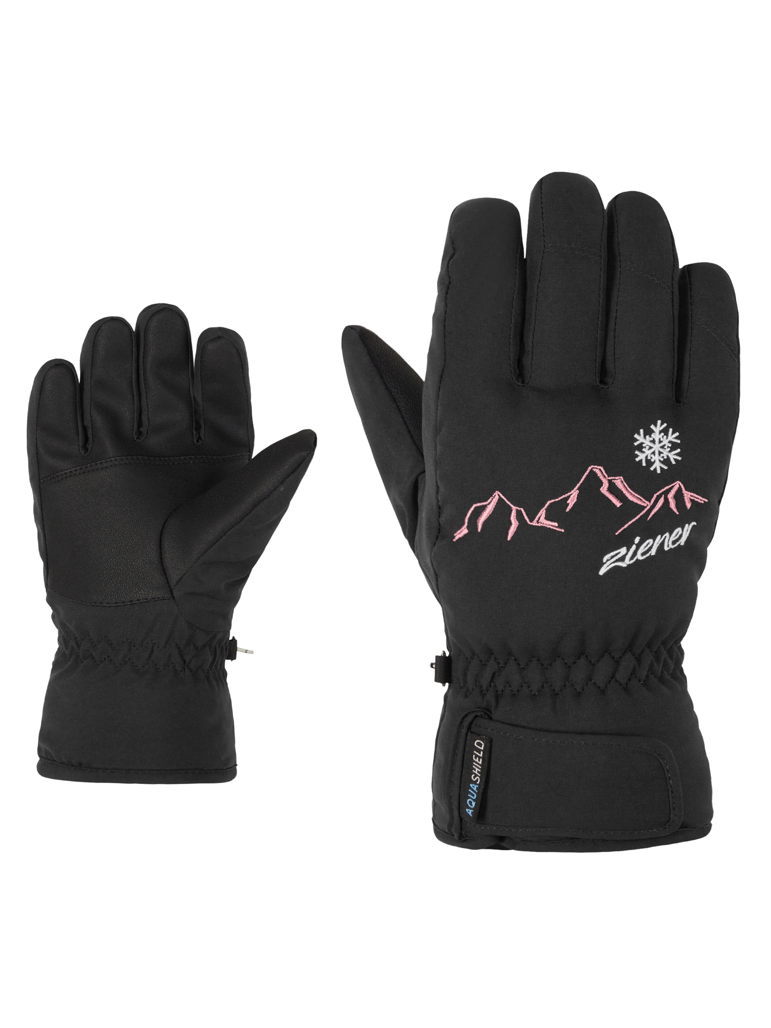 Ziener Skihandschuhe "LAILLA-Z AQUASHIELD MÄDCHEN" wasserdicht, winddicht, atmungsaktiv, warm, bestickt