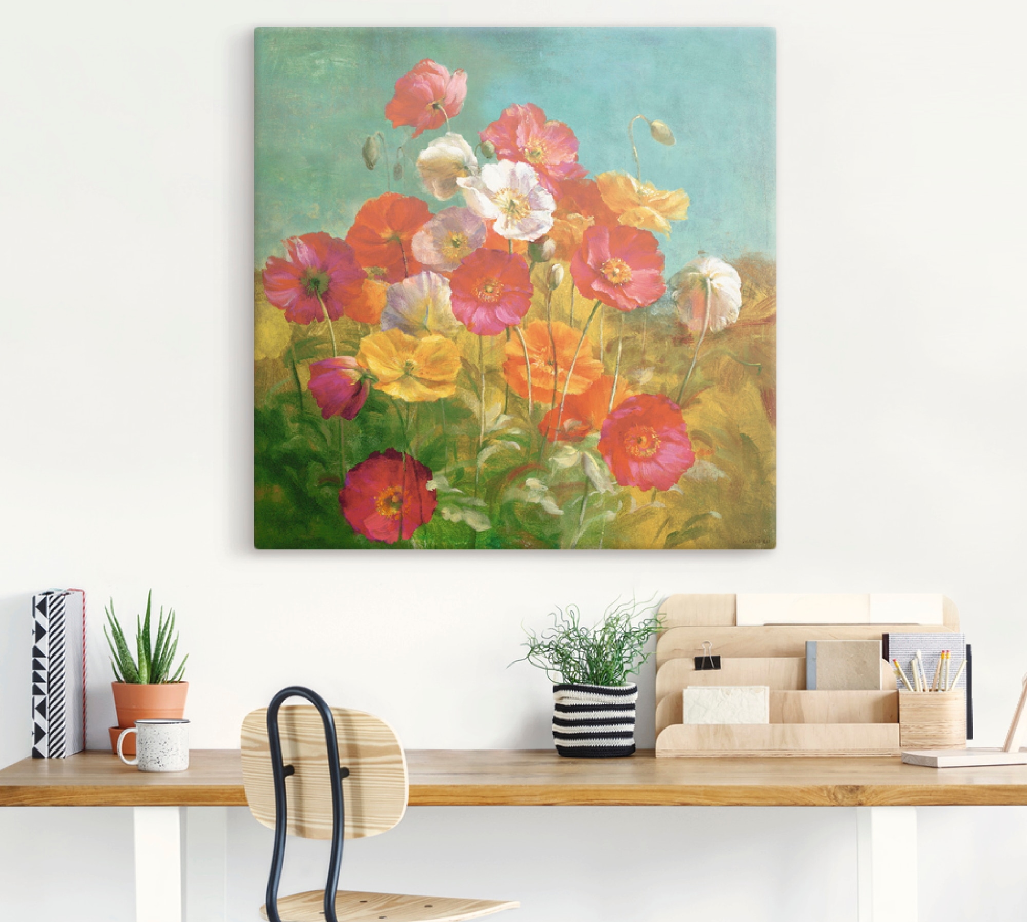 Artland Leinwandbild »Mohnblumenfeld«, Blumen, (1 St.), auf Keilrahmen gespannt