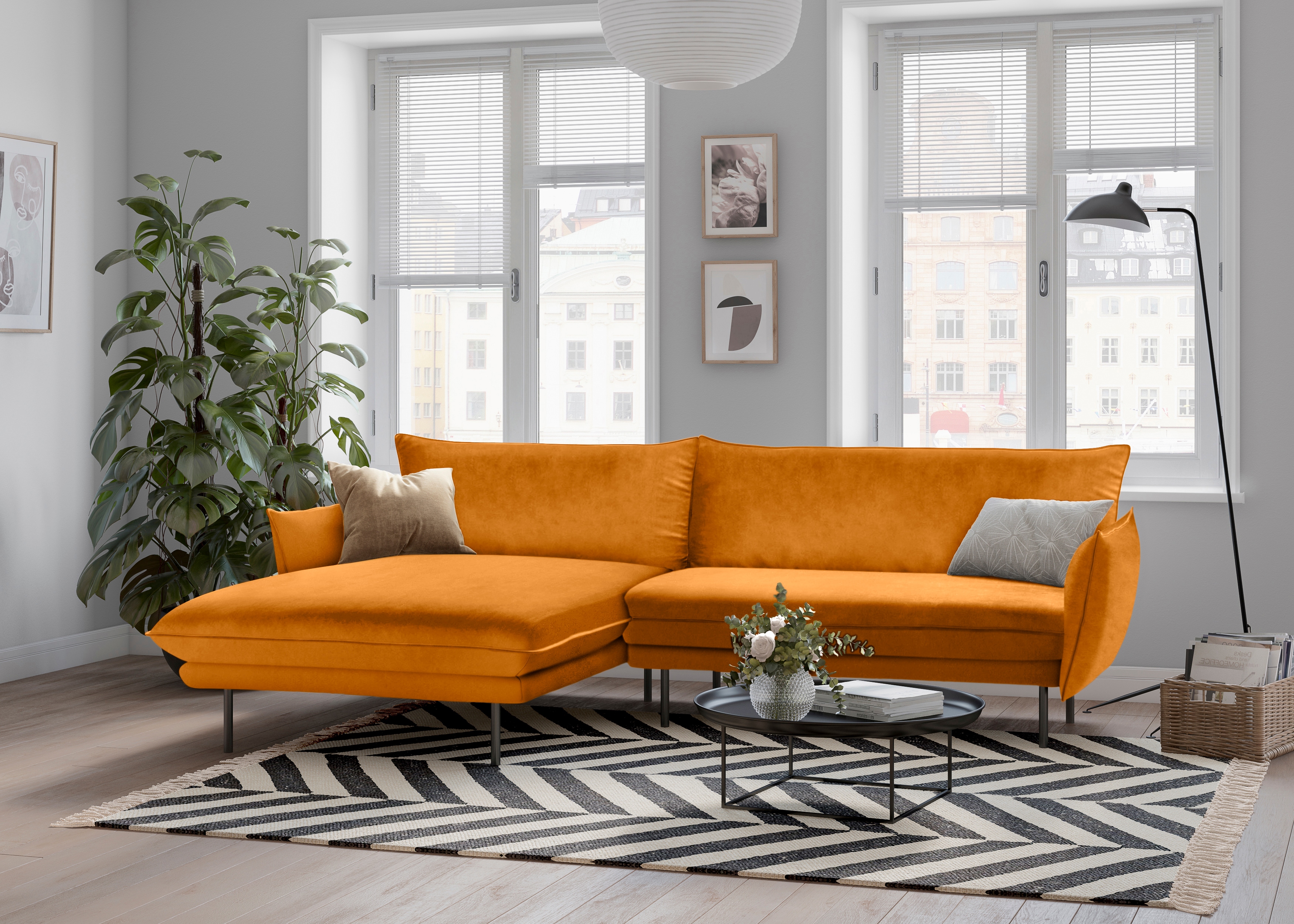 OTTO home Ecksofa "Stine L-Form" Besonderes Design durch Kissenoptik und Keder