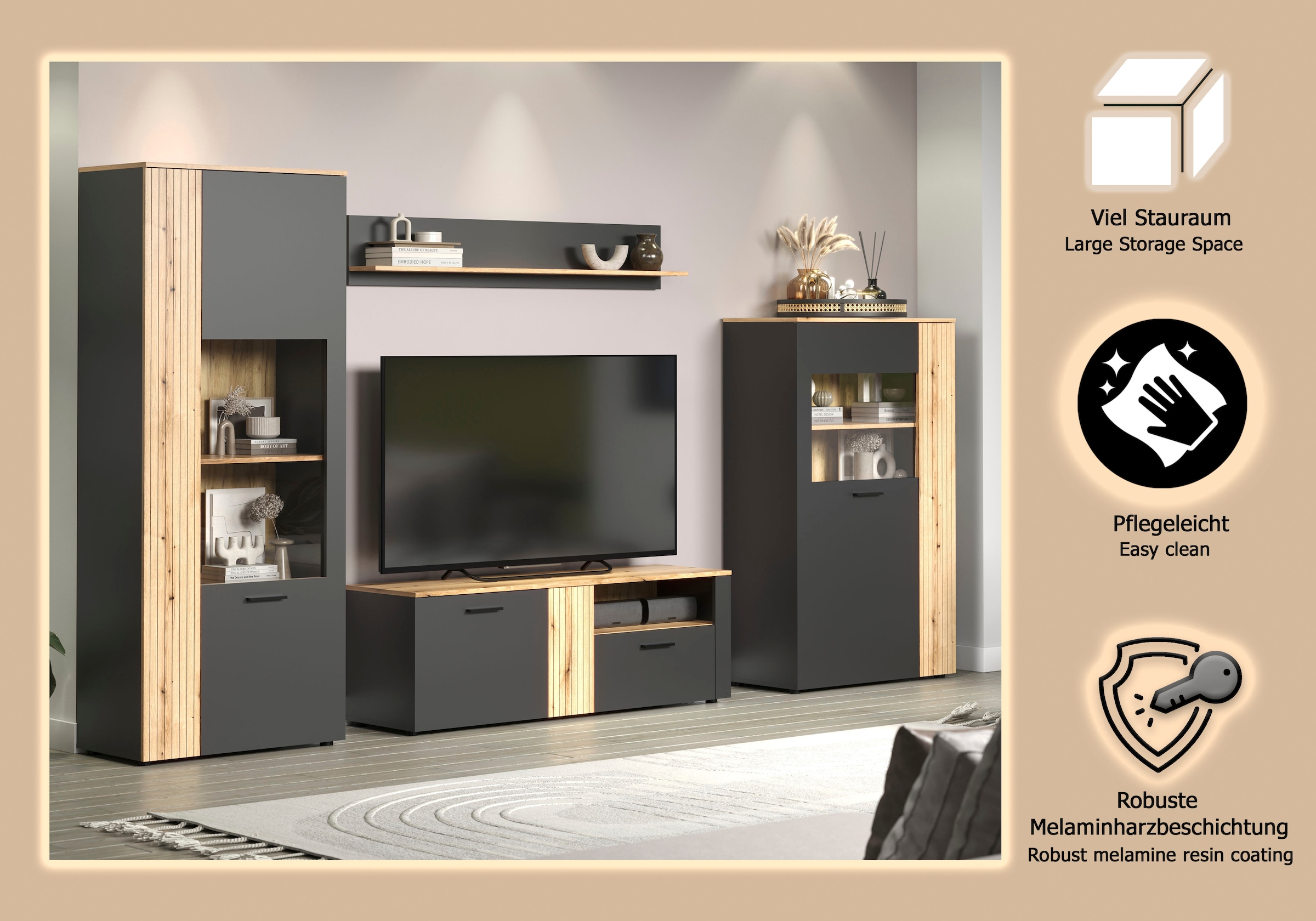 INOSIGN Wohnwand »Estepona« Komplett-Set, 4 Stk. tlg.