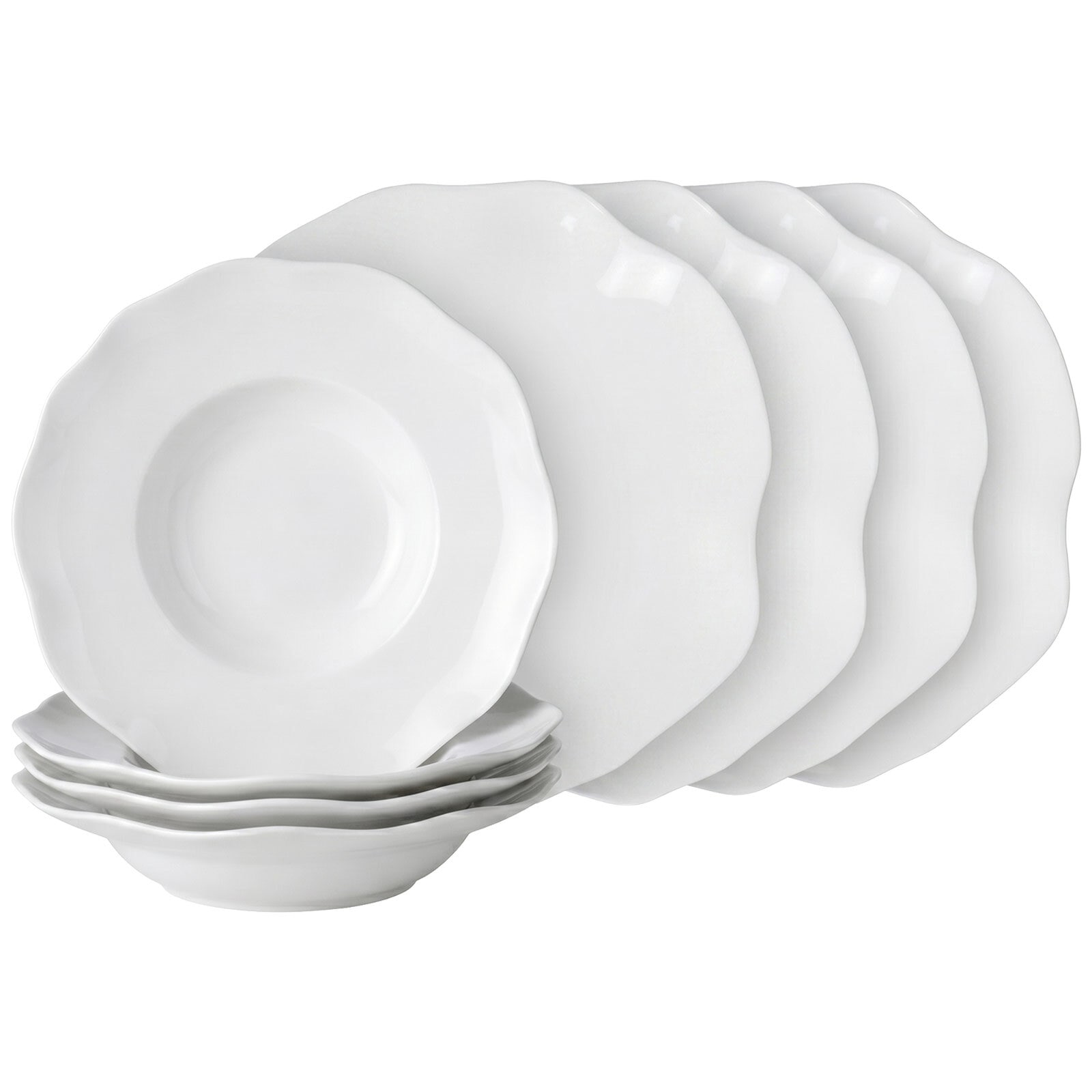 Villeroy & Boch Geschirr-Set "Pizza- & Pasta-Set Pura 8er Set weiß" Spülmaschinenfest, Mikrowellensicher