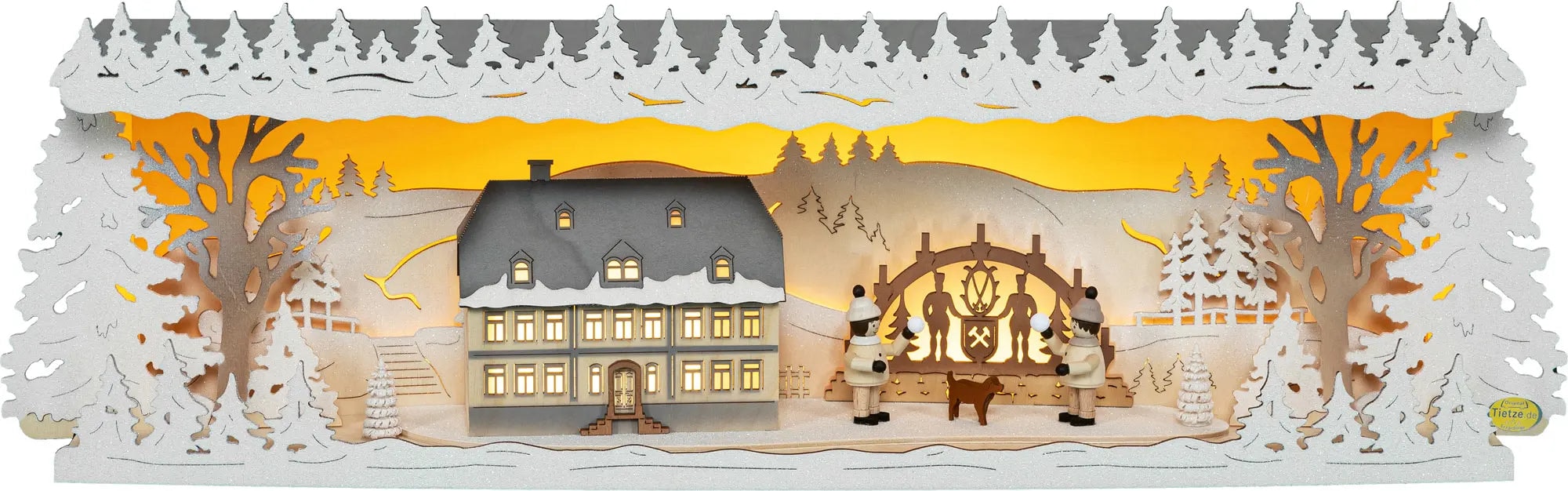 Tietze Erzgebirgsdegn LED Schwibbogen "Erhöhung Seiffener Schule beschneit" günstig online kaufen